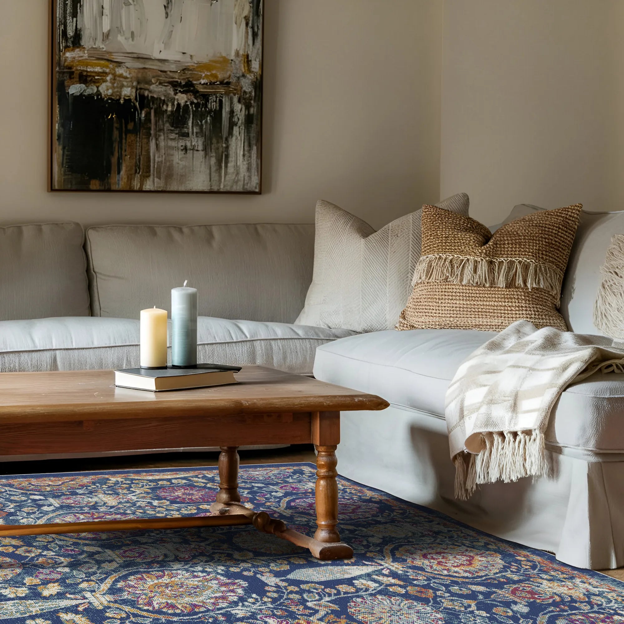 Midnight Garden Erased Botanical Rug