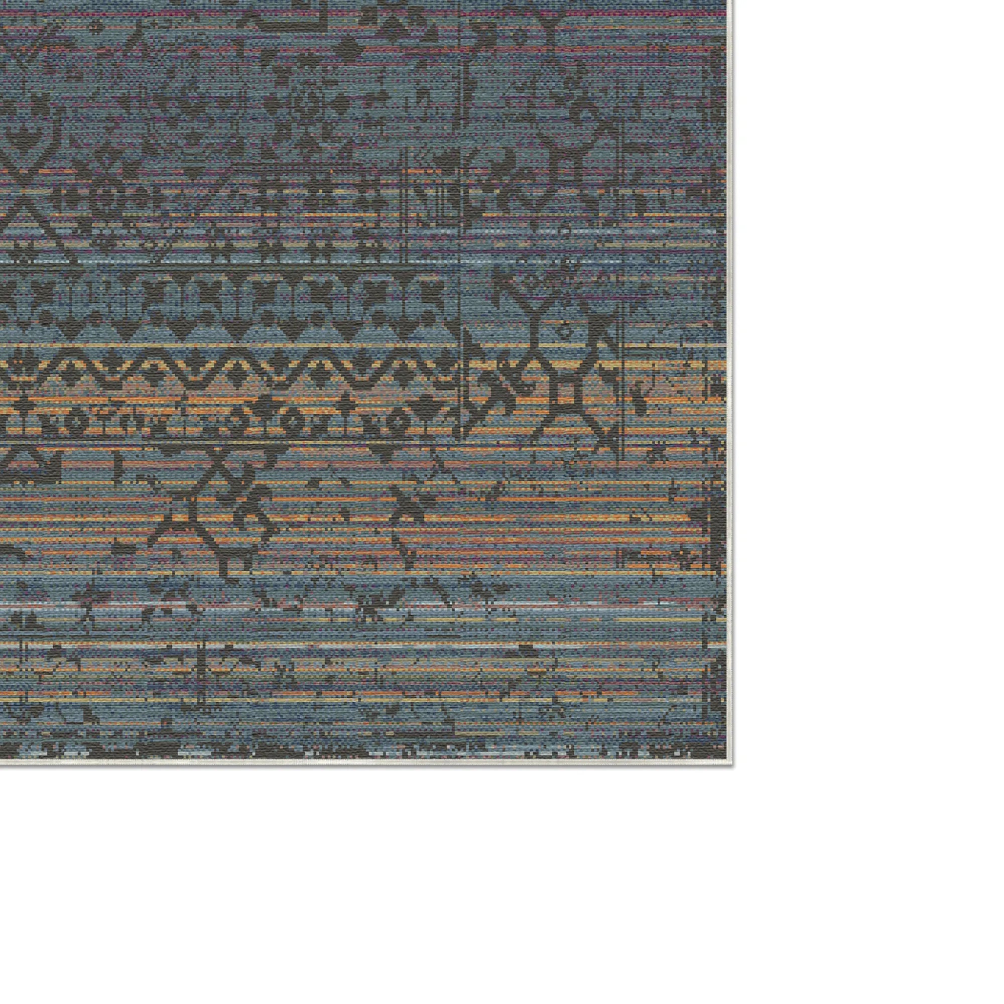 Midnight Horizon Erased Tribal Rug