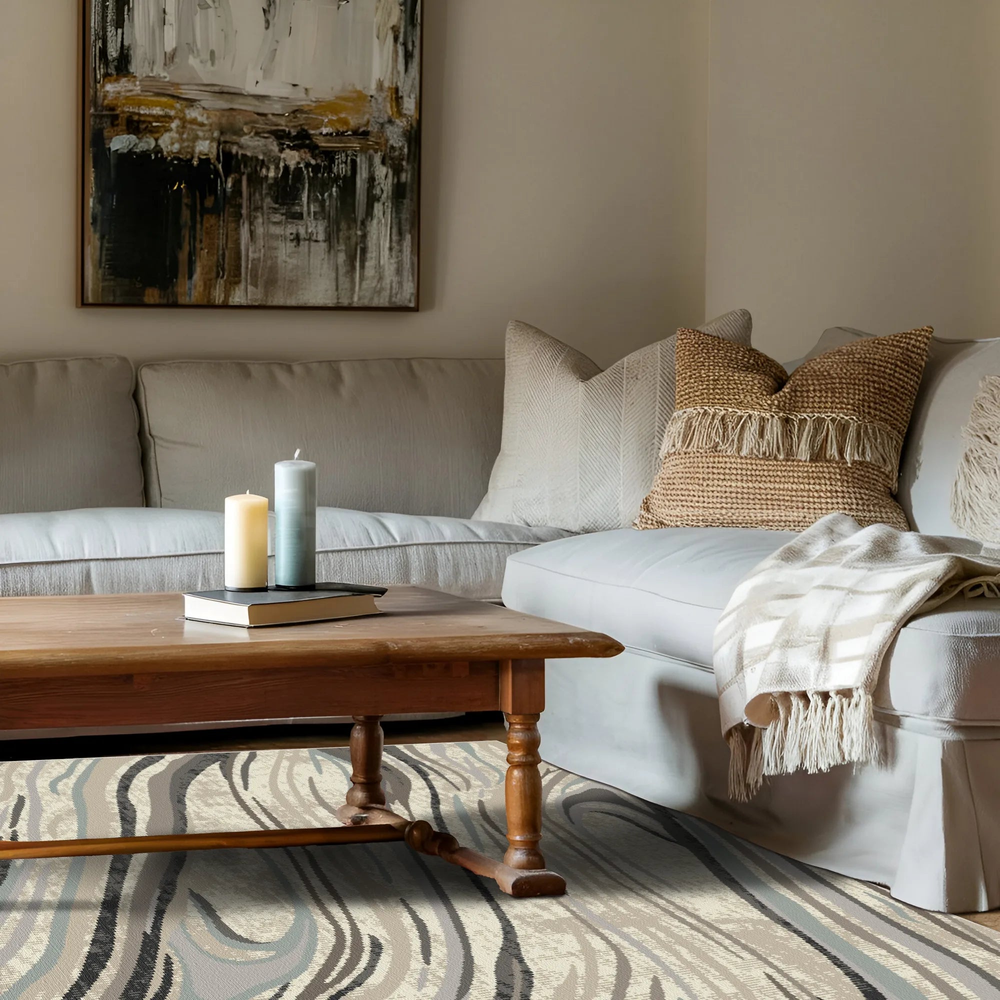 Milano Marble Abstract Washable Rug