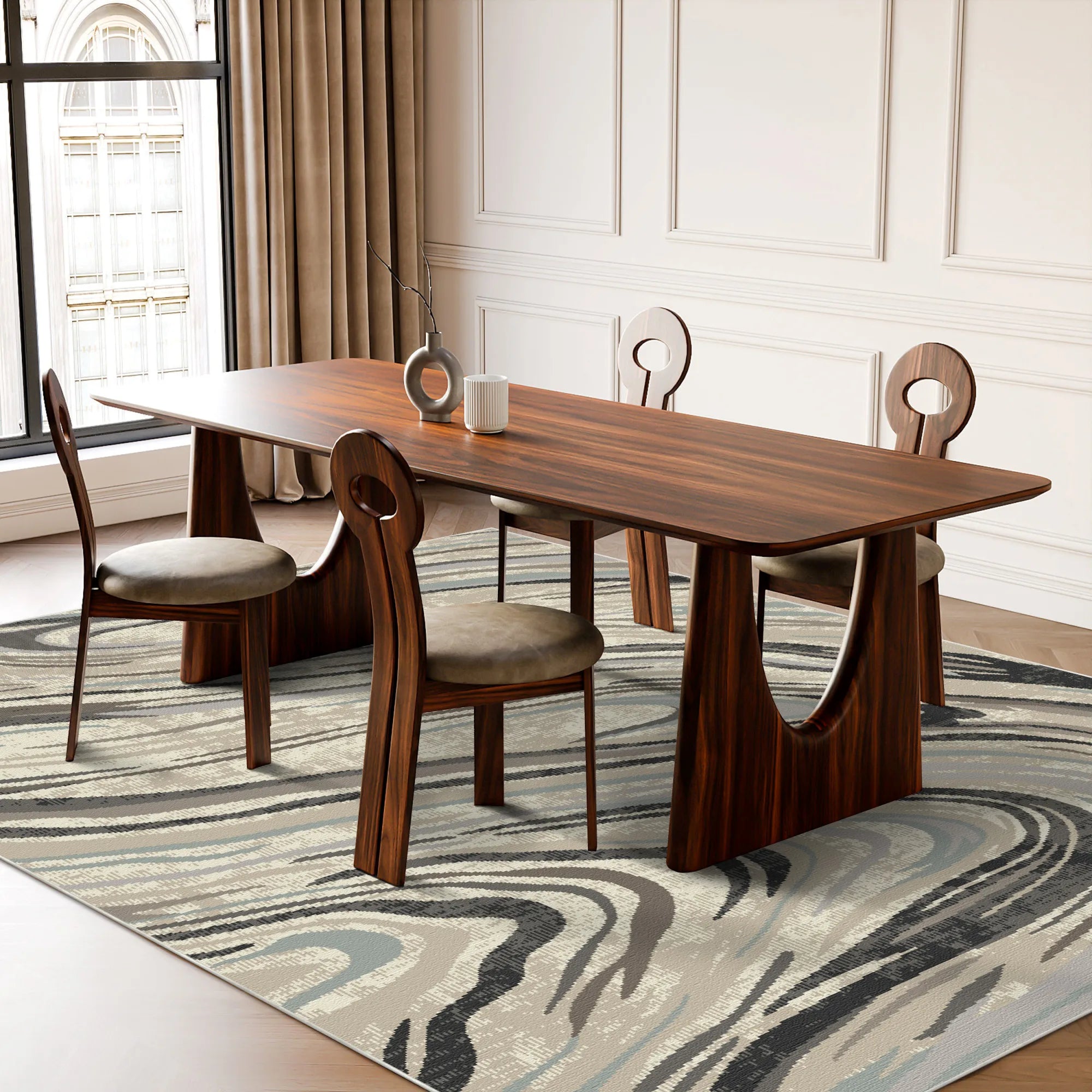 Milano Marble Abstract Washable Rug