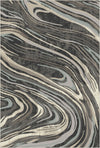 Venice Midnight Abstract Washable Rug Gray