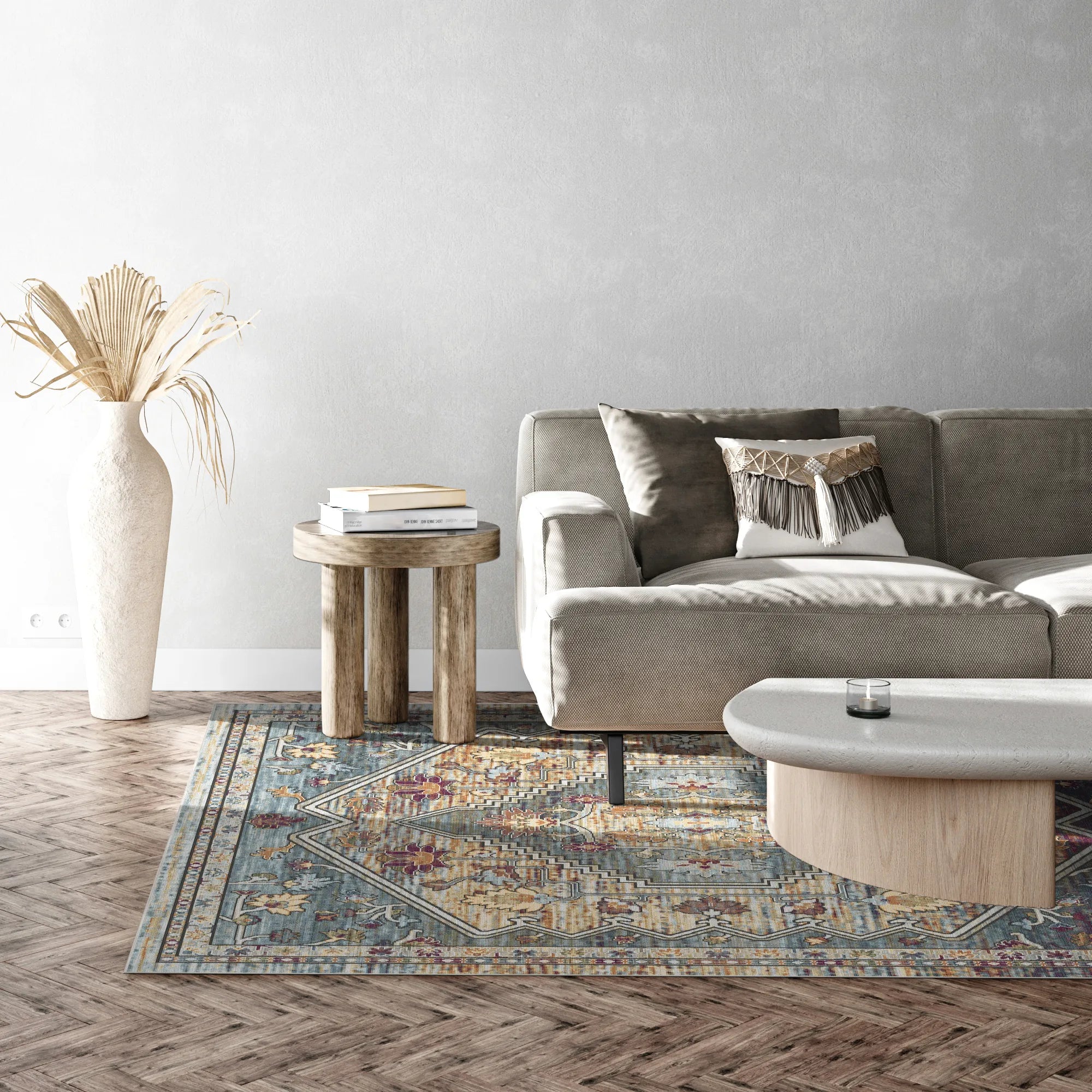 Azure Citadel Stepped Medallion Rug