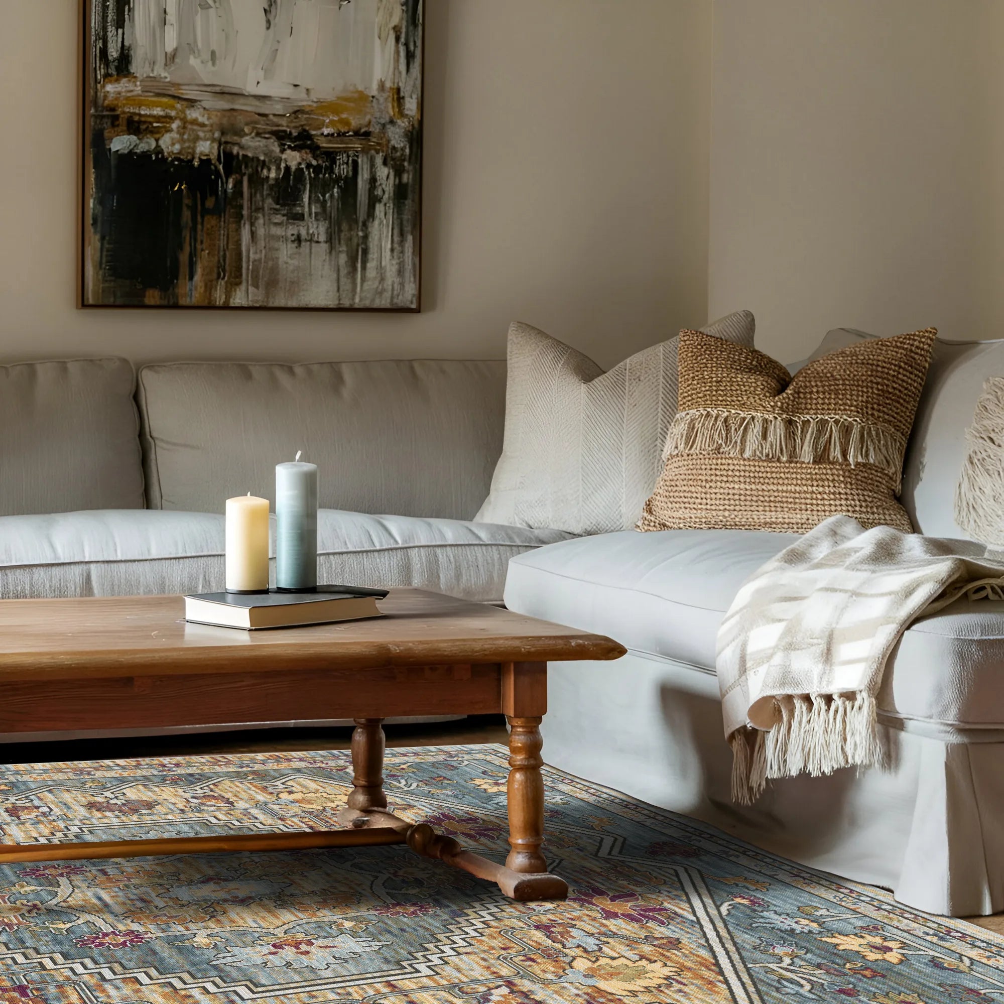 Azure Citadel Stepped Medallion Rug