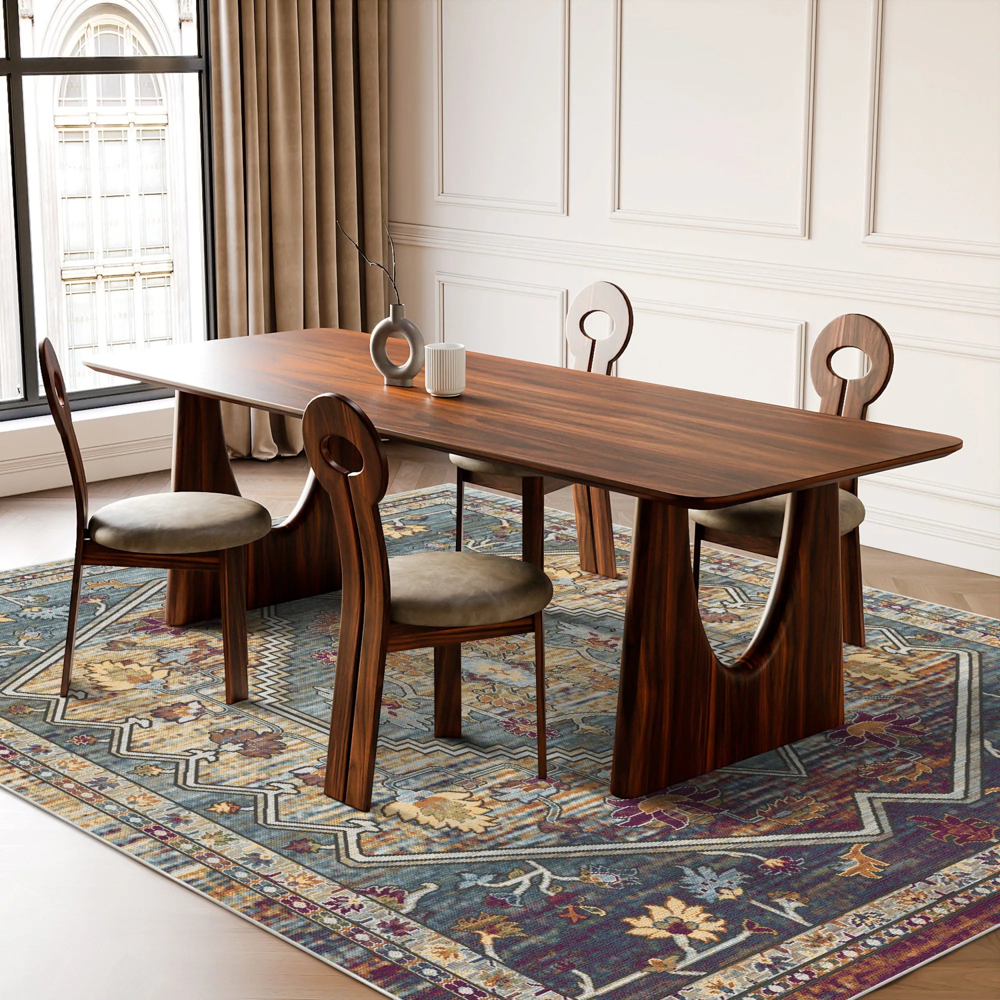 Azure Citadel Stepped Medallion Rug