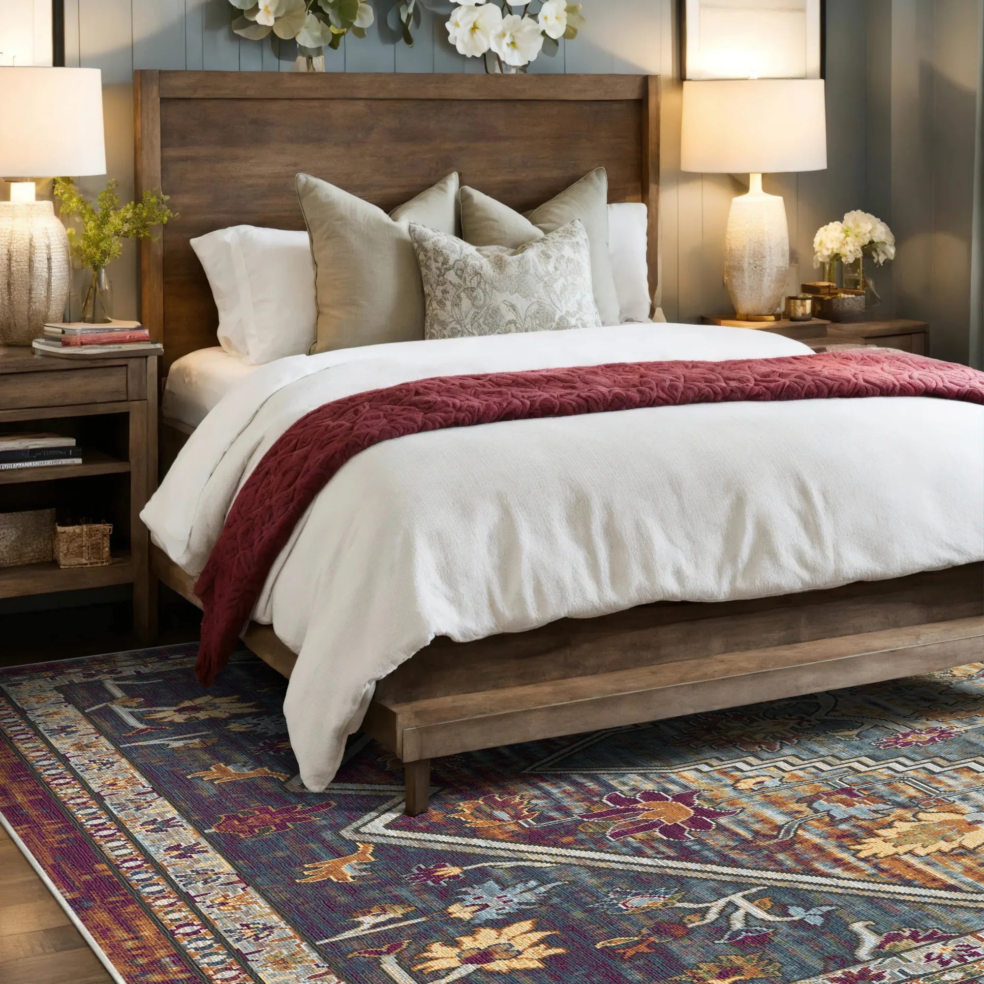Azure Citadel Stepped Medallion Rug