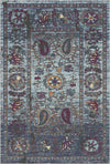 Indigo Paisley Erased Botanical Rug Indigo