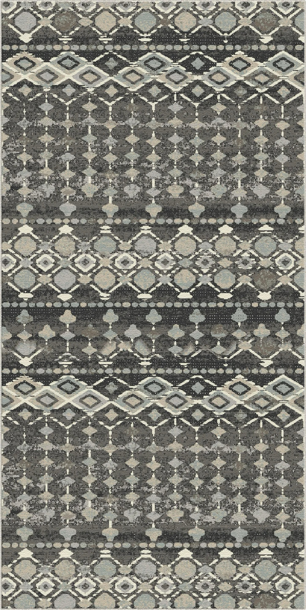 Sonora Charcoal Tribal Geometric Washable Rug