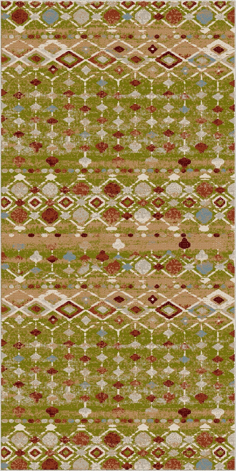 Tucson Olive Tribal Geometric Washable Rug