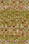 Tucson Olive Tribal Geometric Washable Rug Olive Green