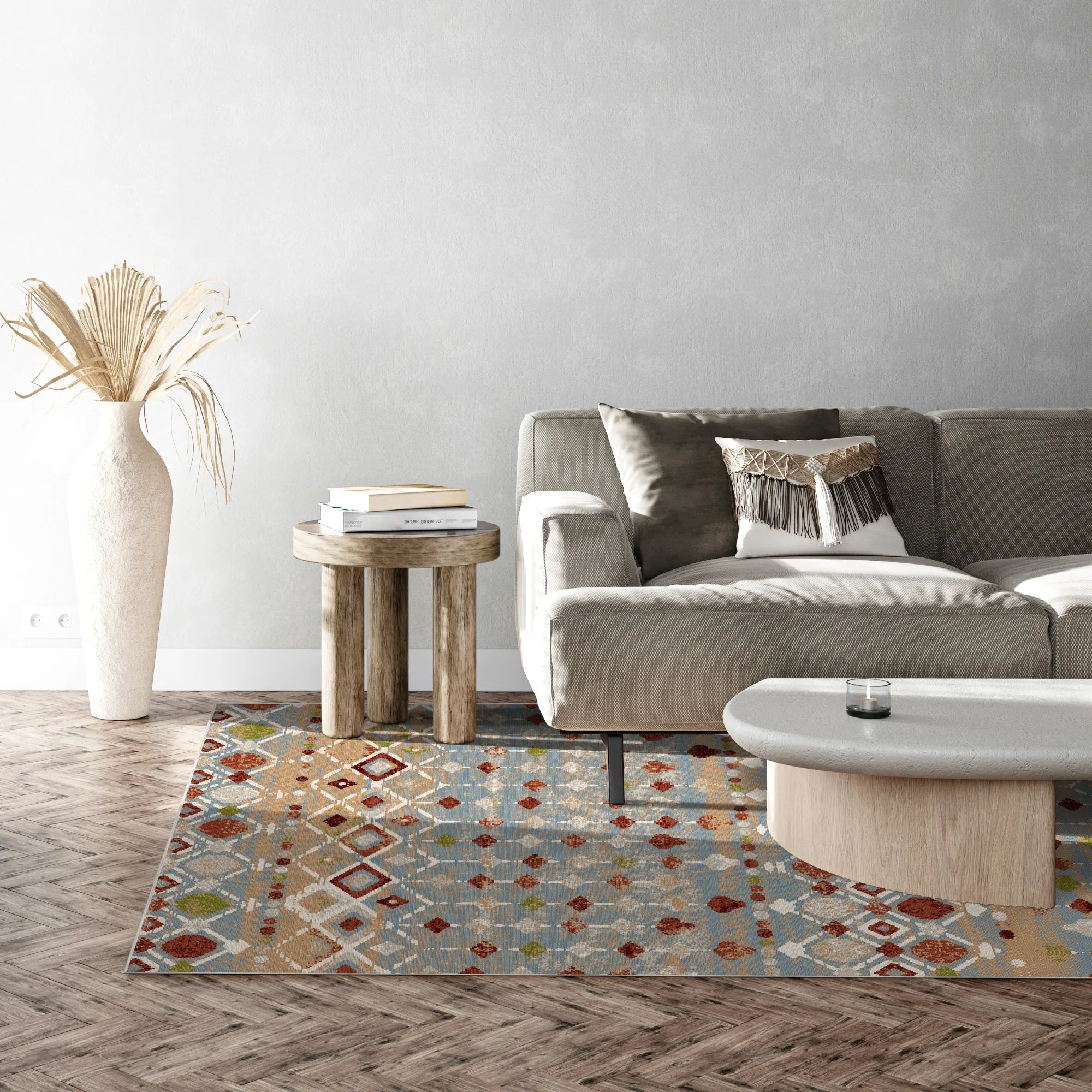 Santa Fe Sky Tribal Geometric Washable Rug