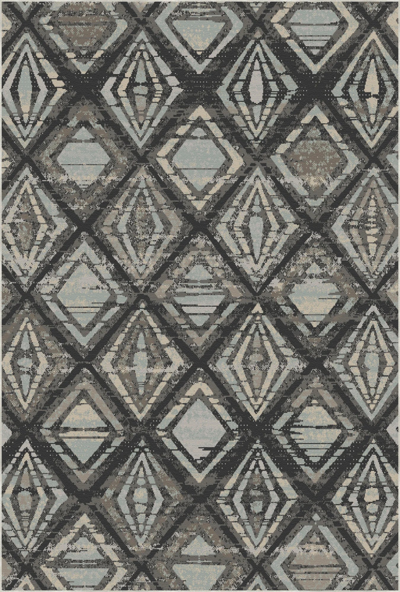 Badlands Charcoal Geometric Washable Rug