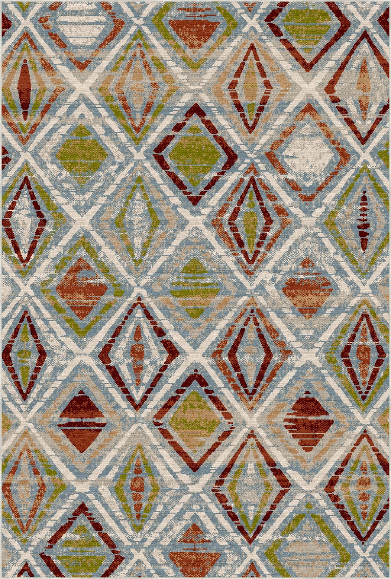 Tahoe Blue Geometric Washable Rug