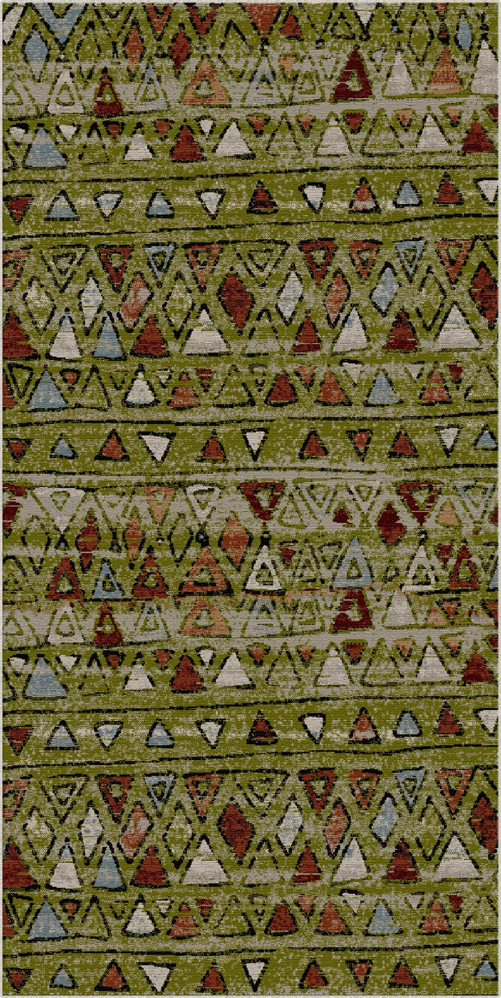 Denali Olive Tribal Washable Rug