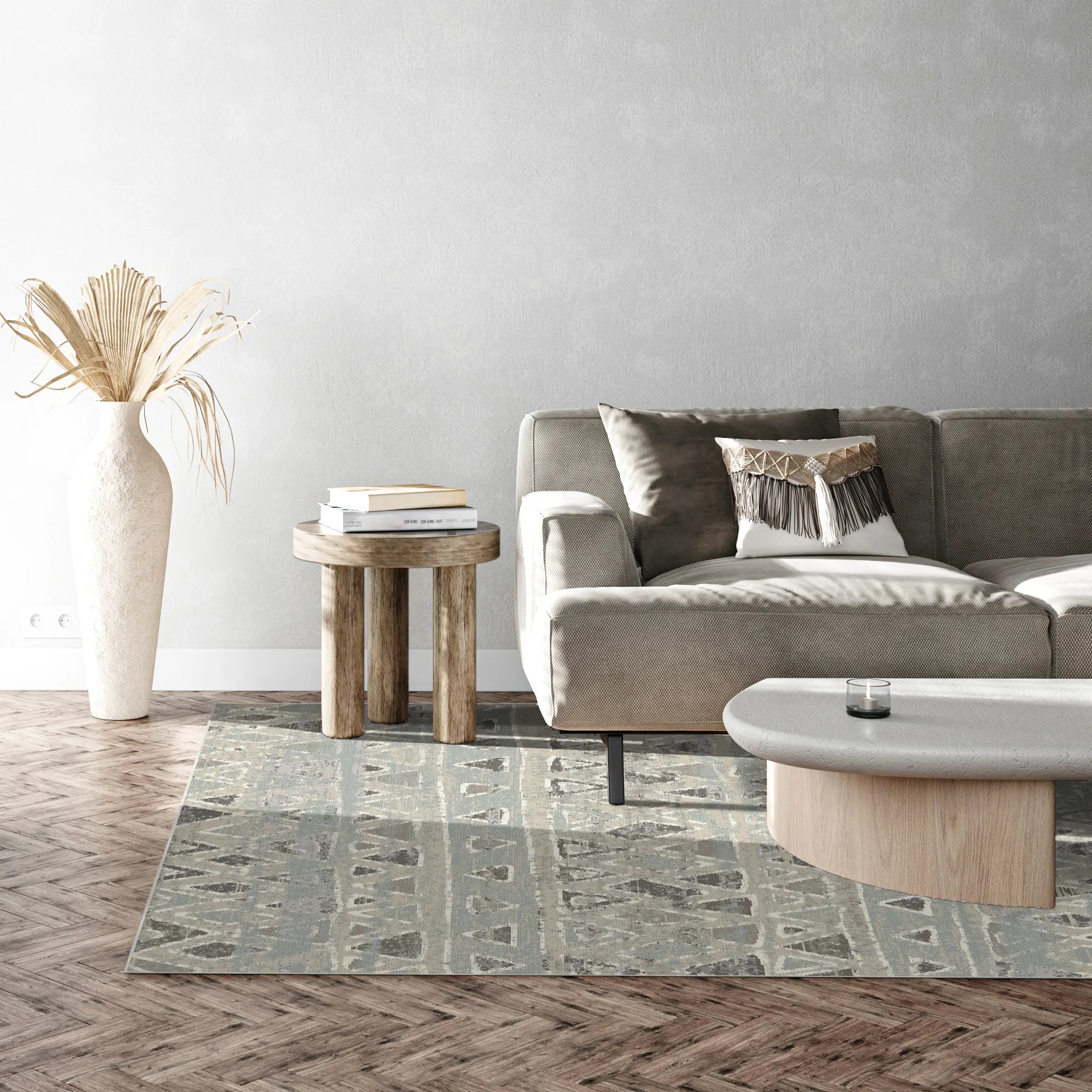 Sitka Slate Tribal Washable Rug