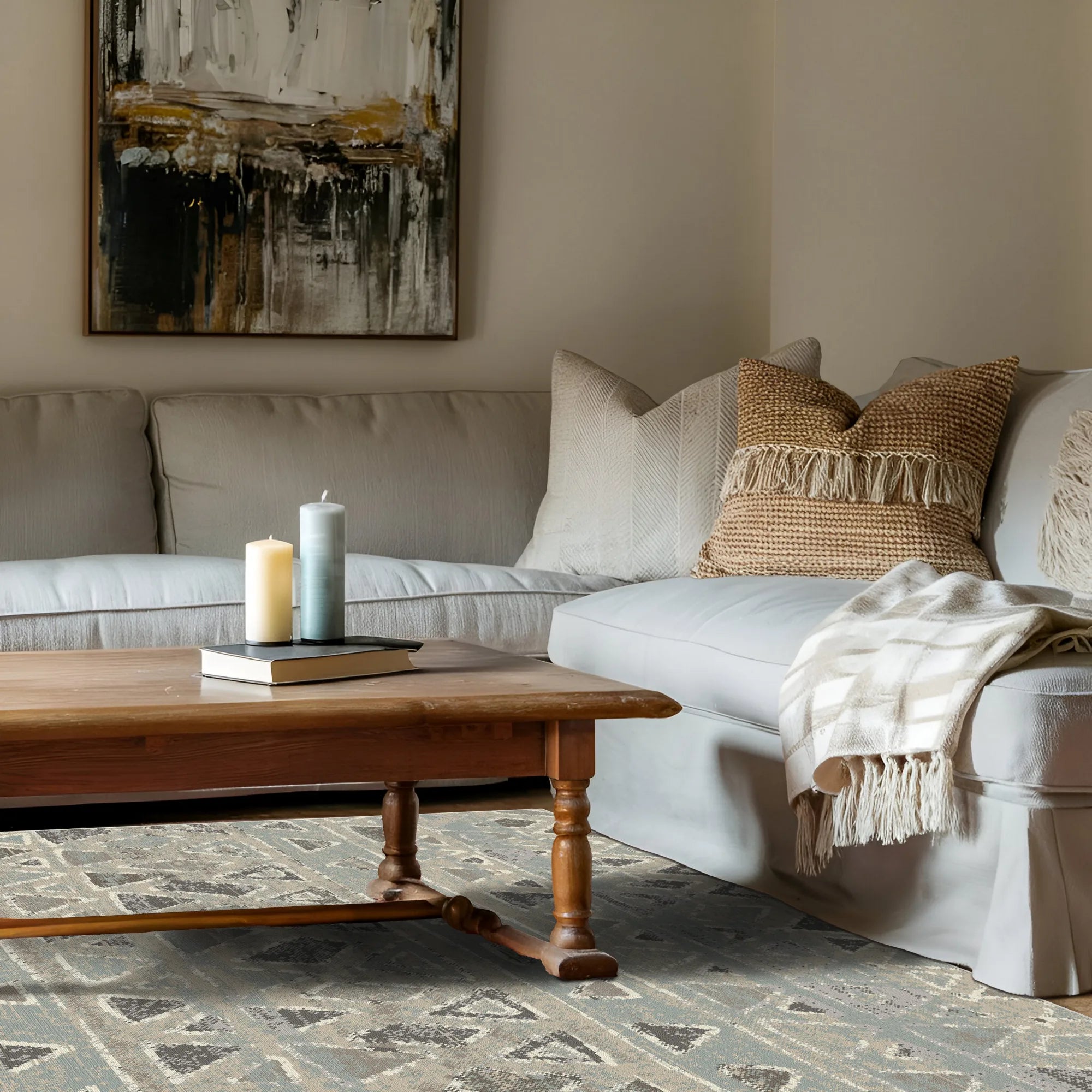 Sitka Slate Tribal Washable Rug