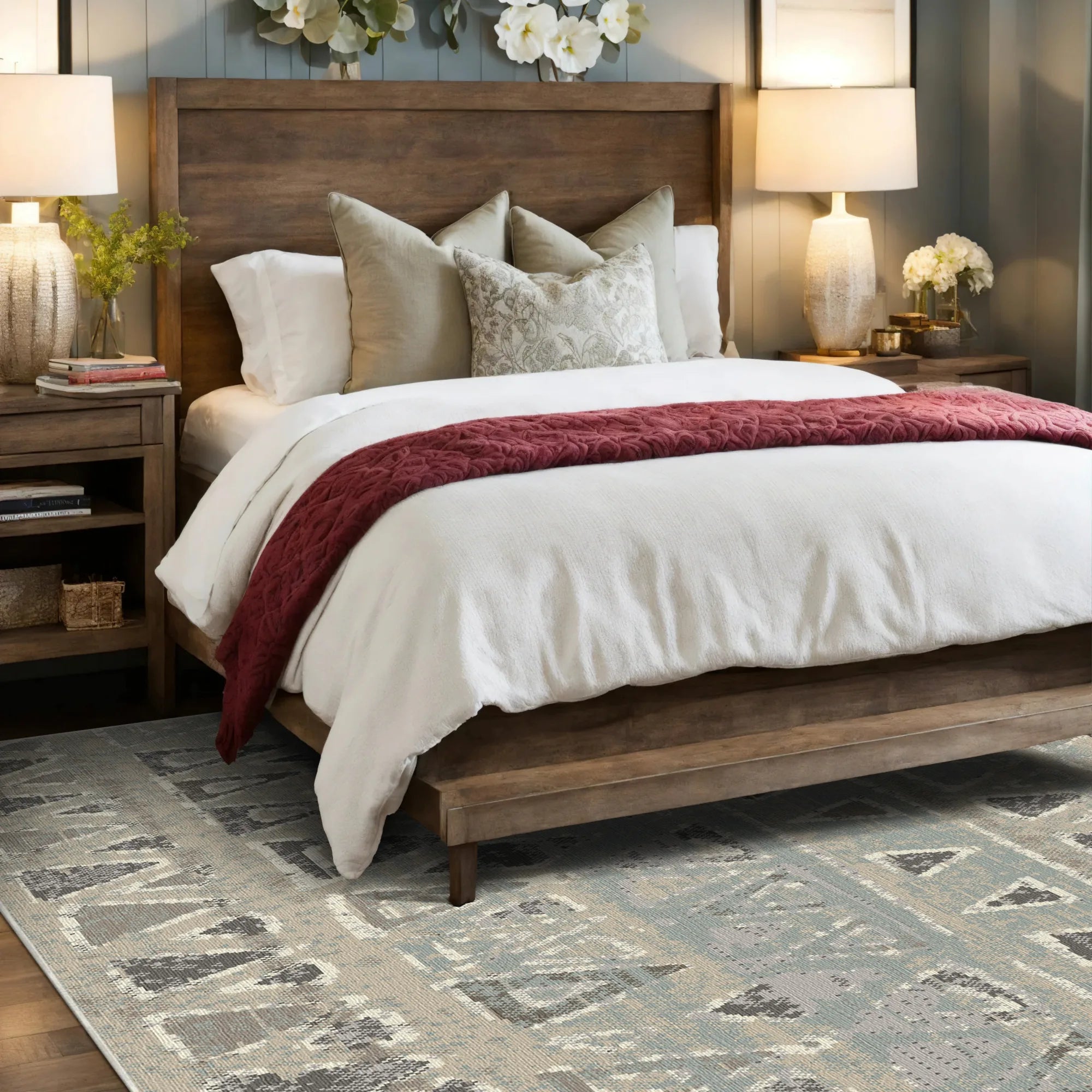 Sitka Slate Tribal Washable Rug