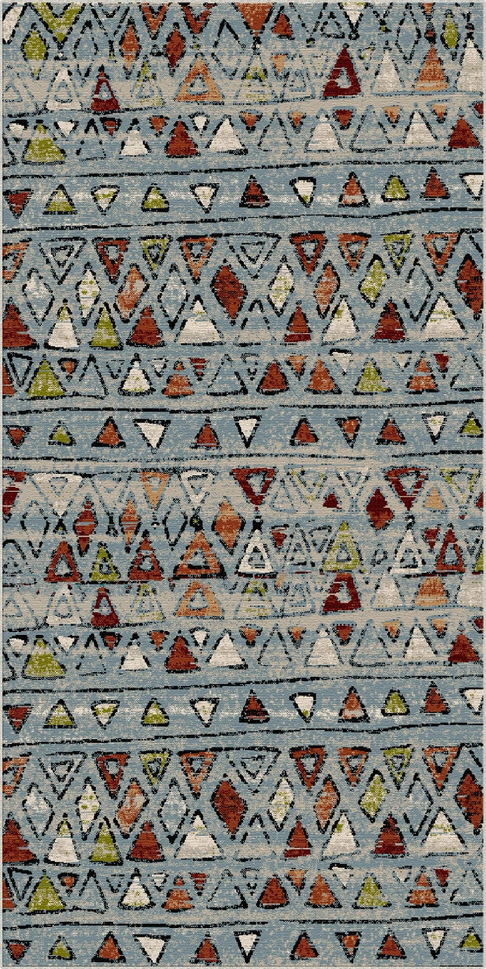 Kodiak Blue Tribal Washable Rug