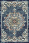 Seville Slate Traditional Washable Rug Steel Blue