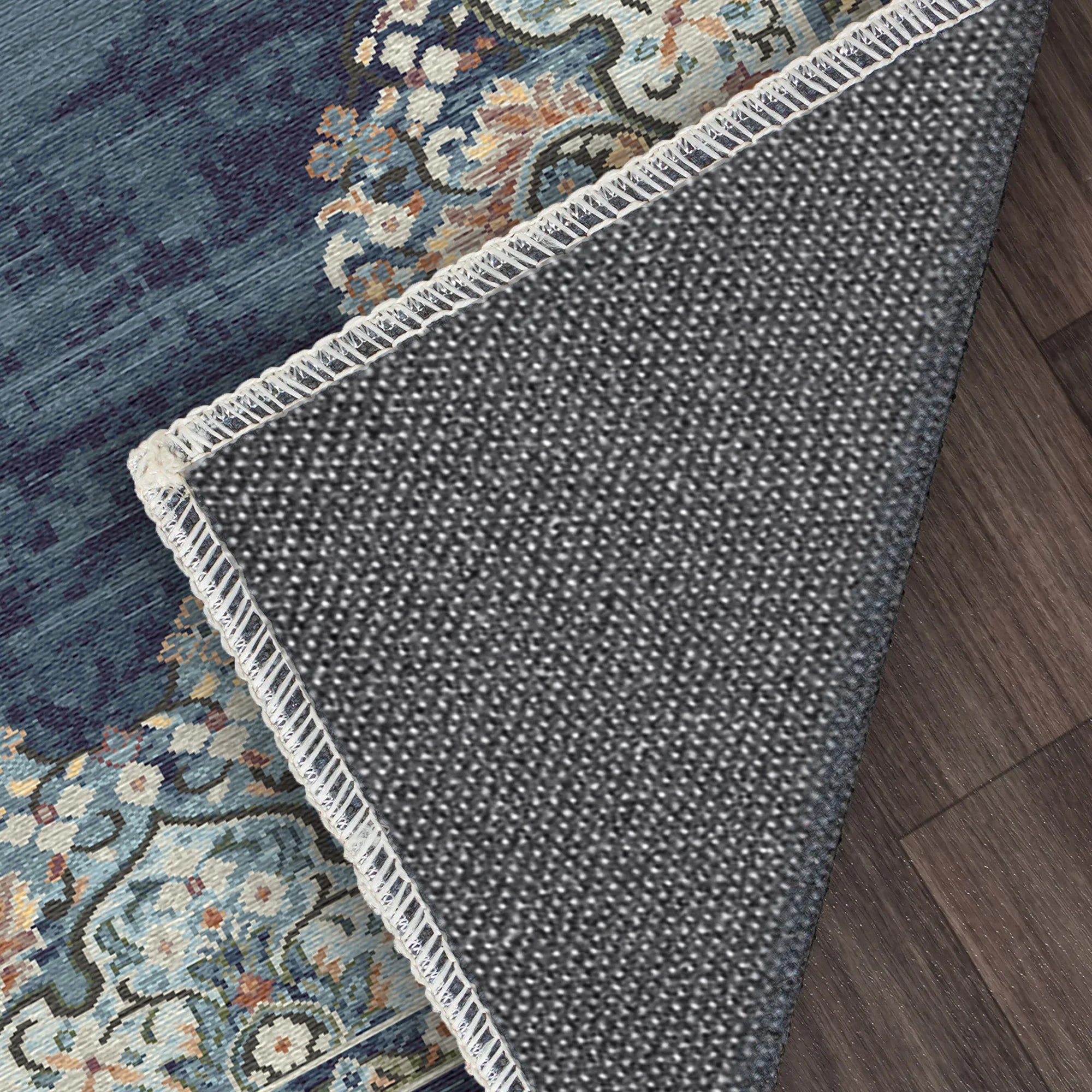 Seville Slate Traditional Washable Rug