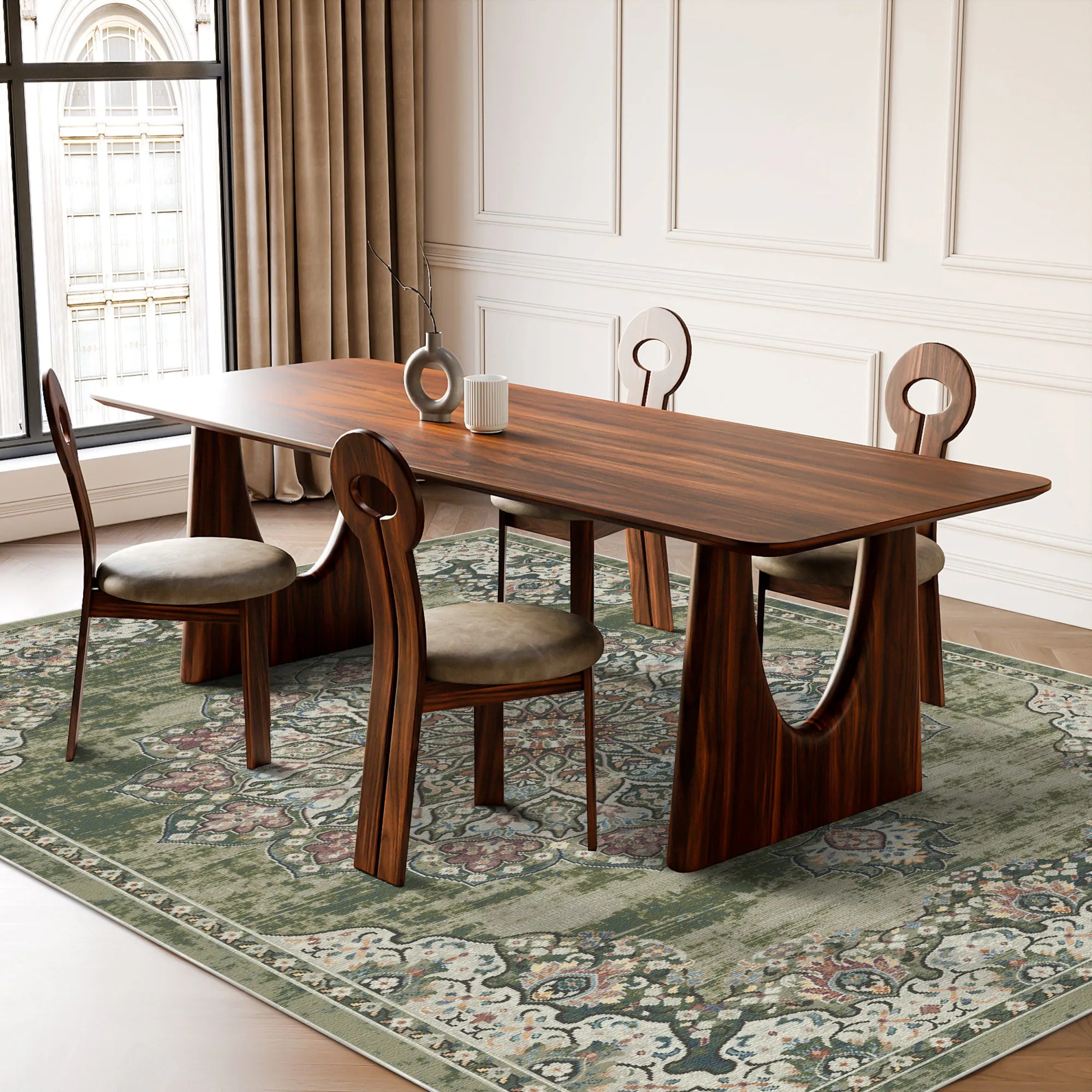 Cordoba Sage Traditional Washable Rug