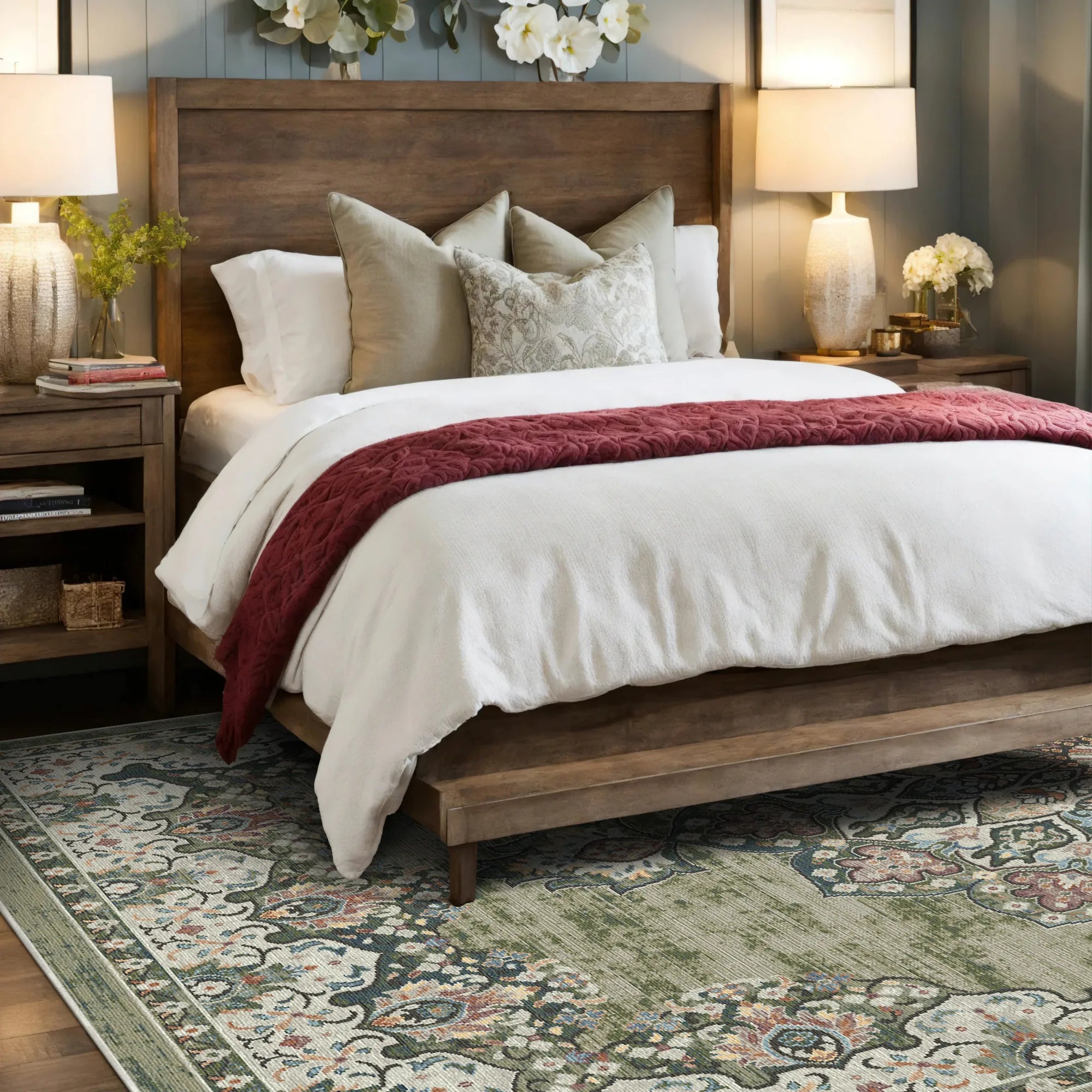 Cordoba Sage Traditional Washable Rug