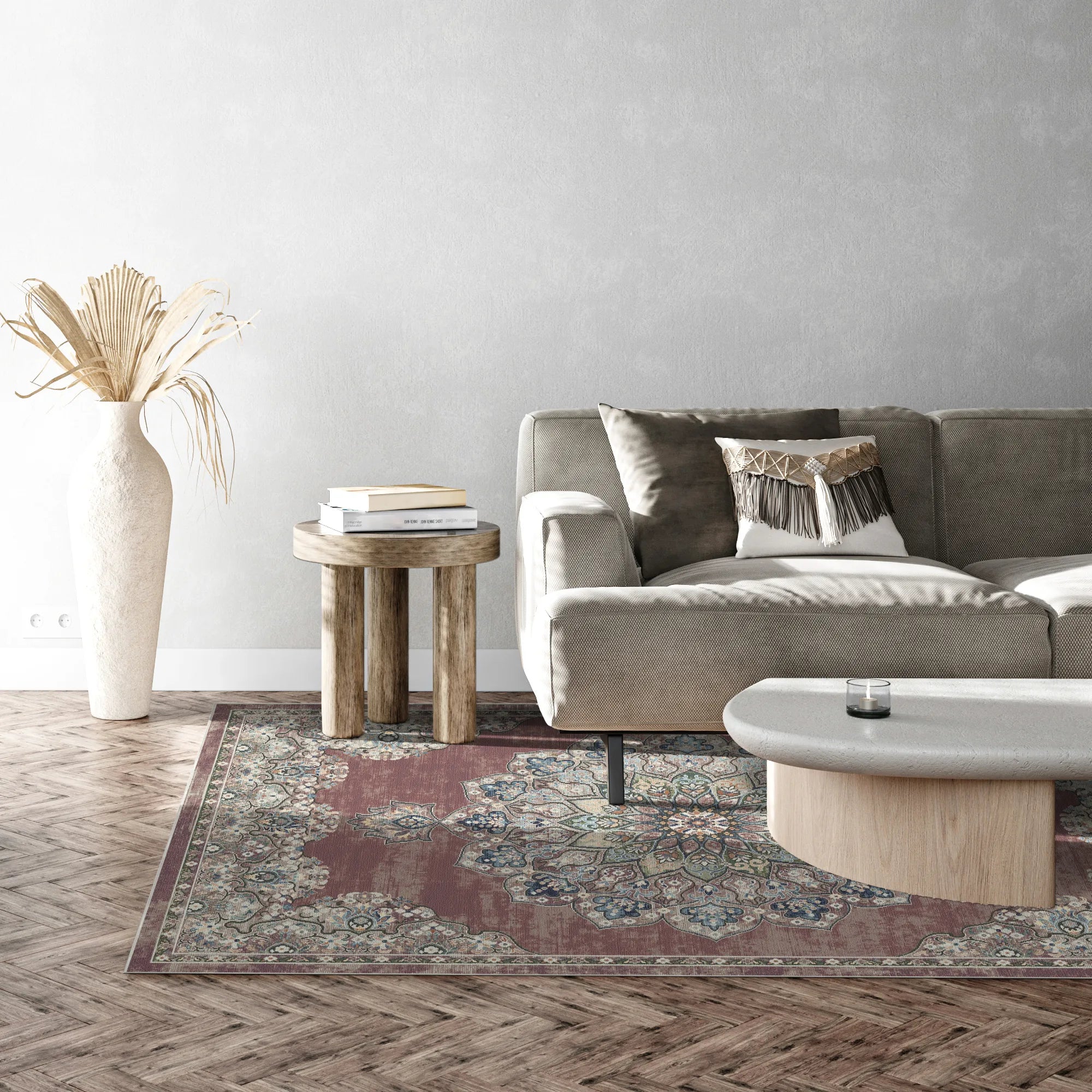 Toulouse Rose Traditional Washable Rug
