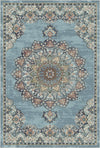 Valencia Sky Traditional Washable Rug Blue