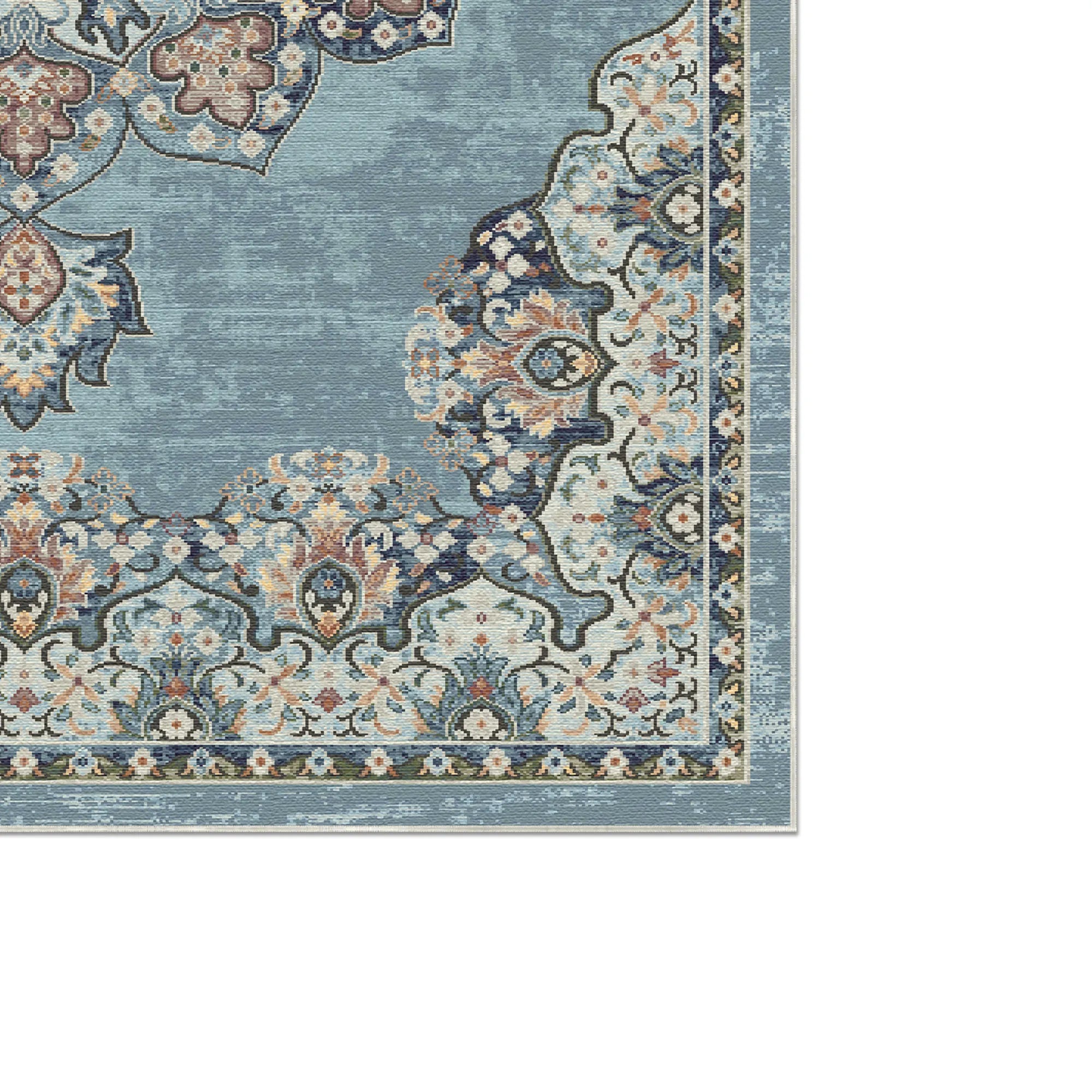 Valencia Sky Traditional Washable Rug