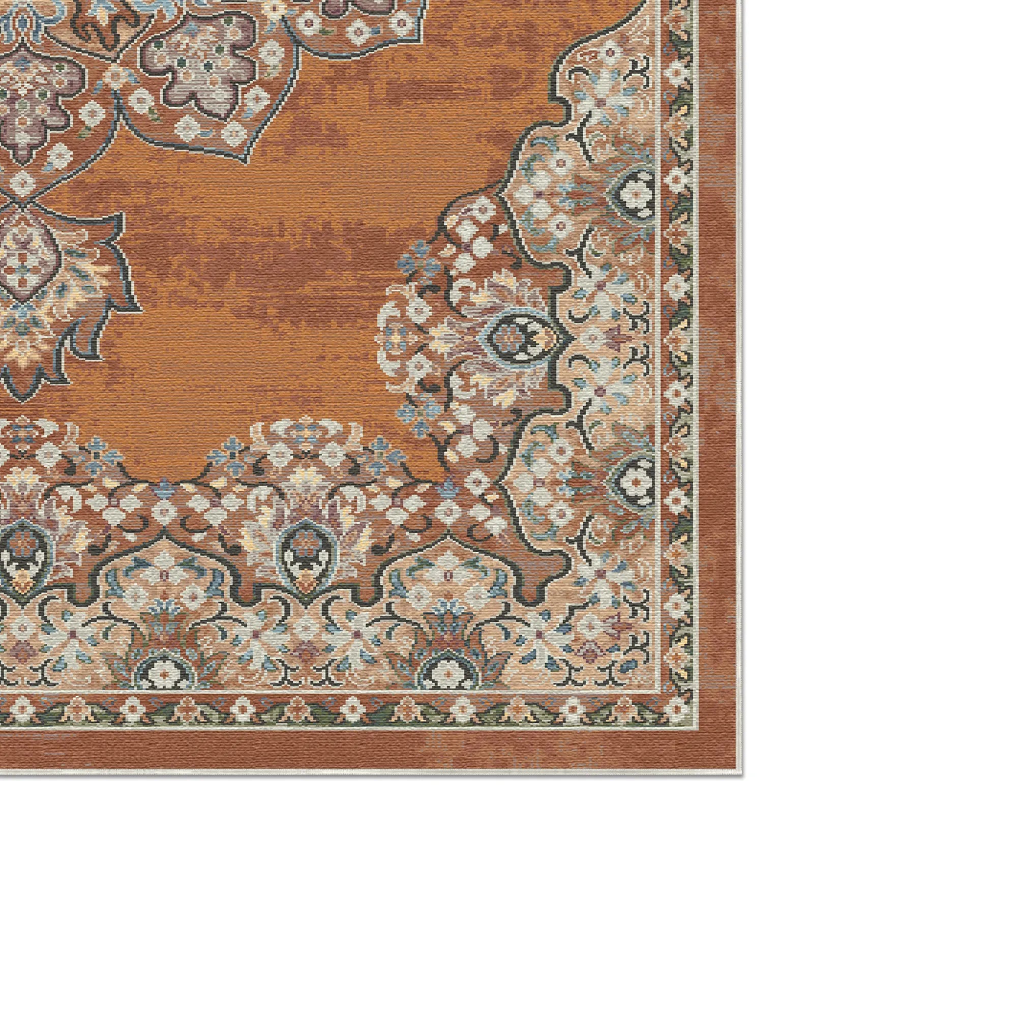Siena Terracotta Traditional Washable Rug