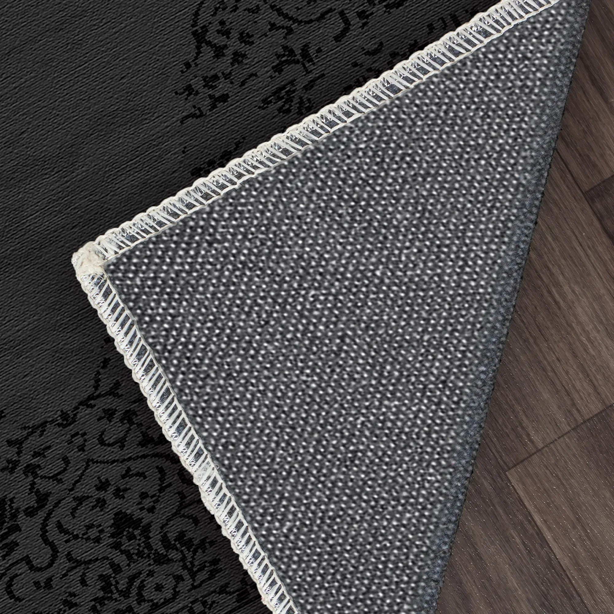 Toledo Black Traditional Washable Rug