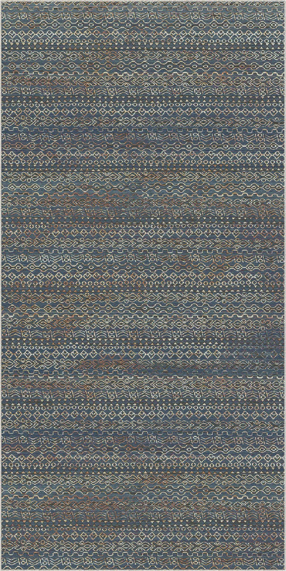 Amalfi Blue Abstract Washable Rug
