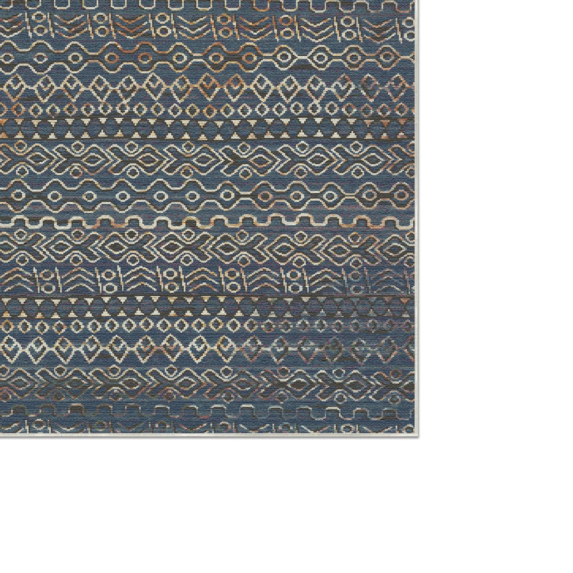 Amalfi Blue Abstract Washable Rug