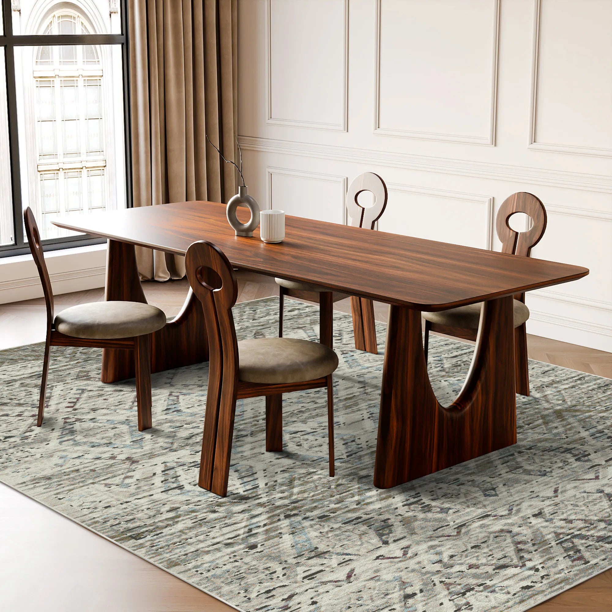 Positano Sand Distressed Diamond Rug