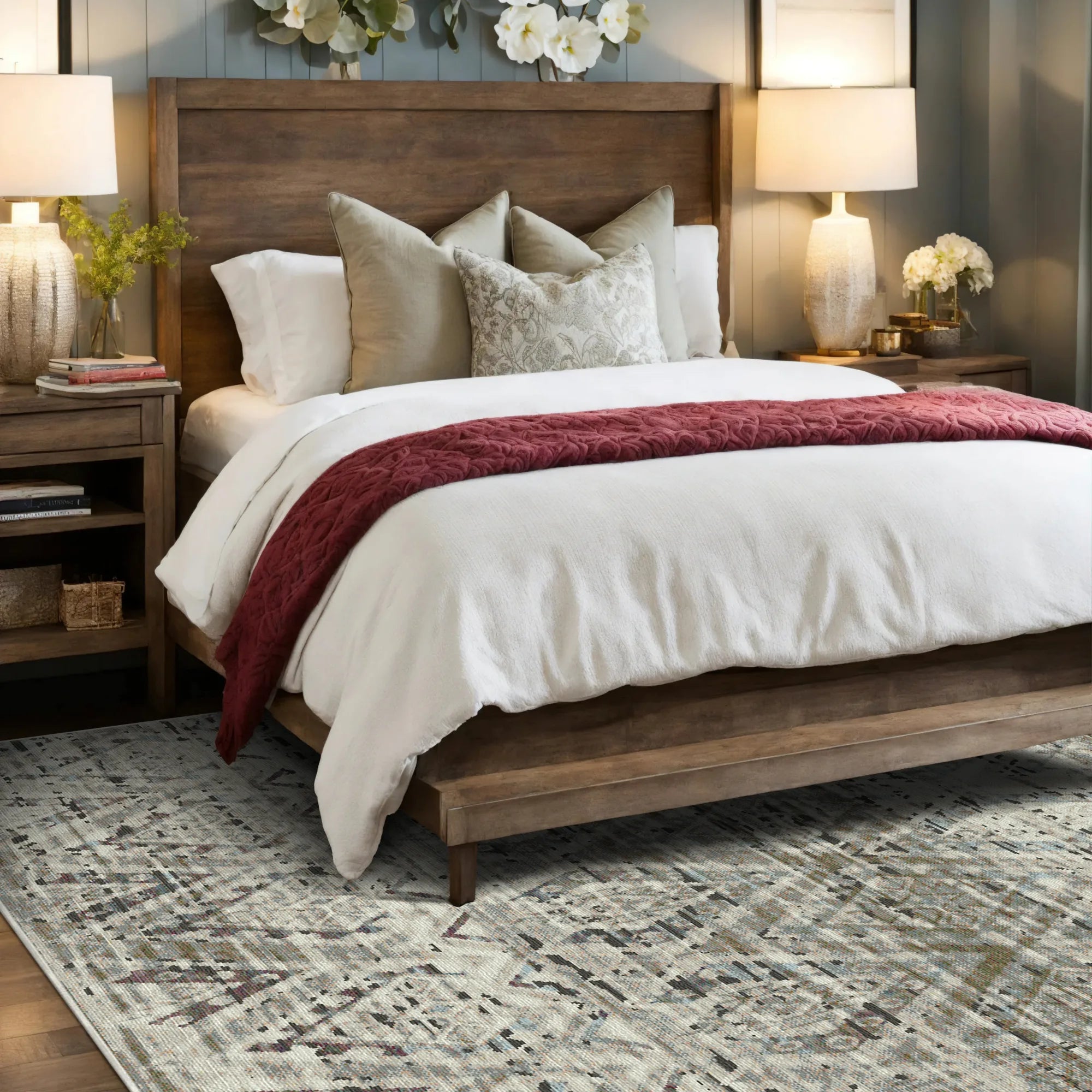 Positano Sand Distressed Diamond Rug