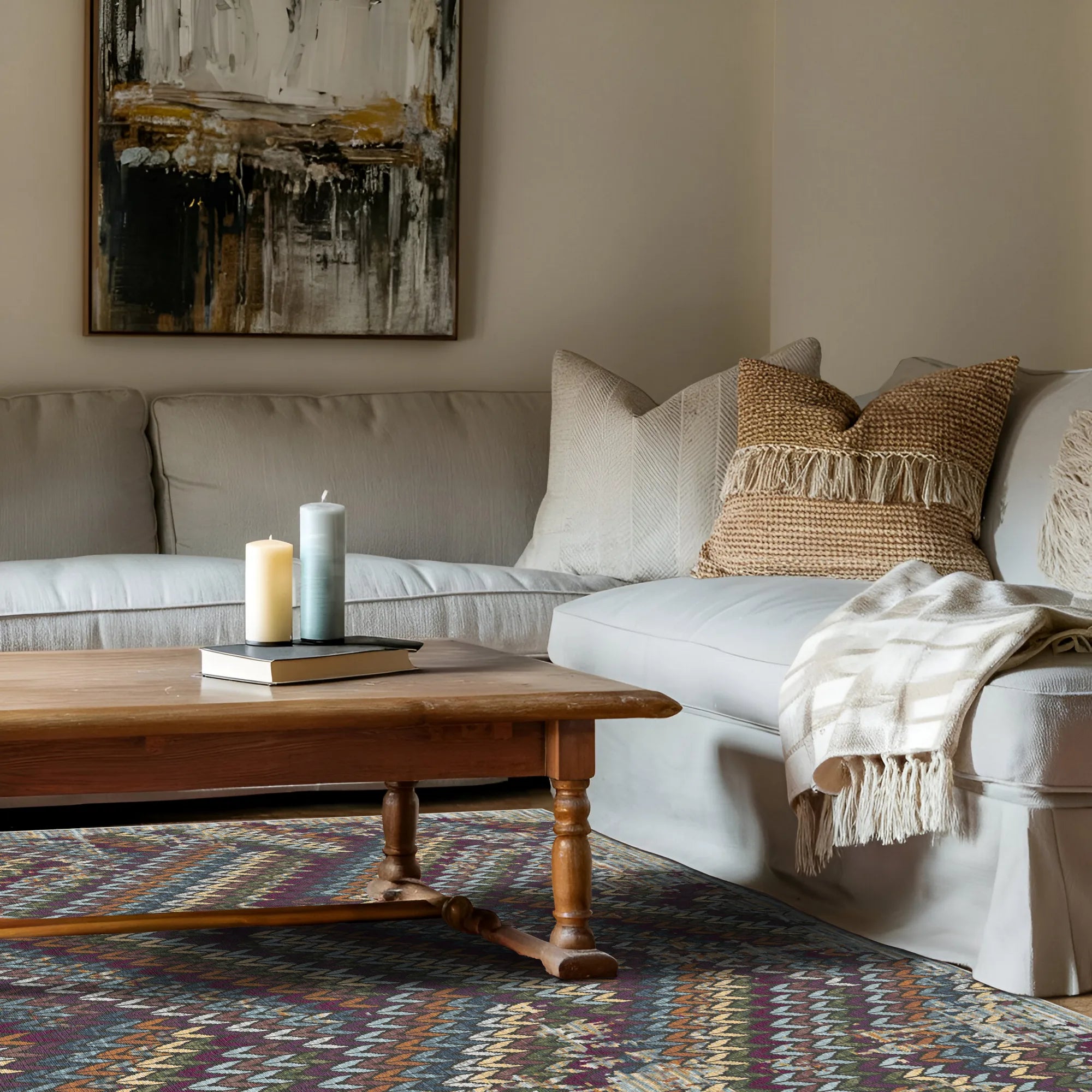 Milan Multi Chevron Washable Rug