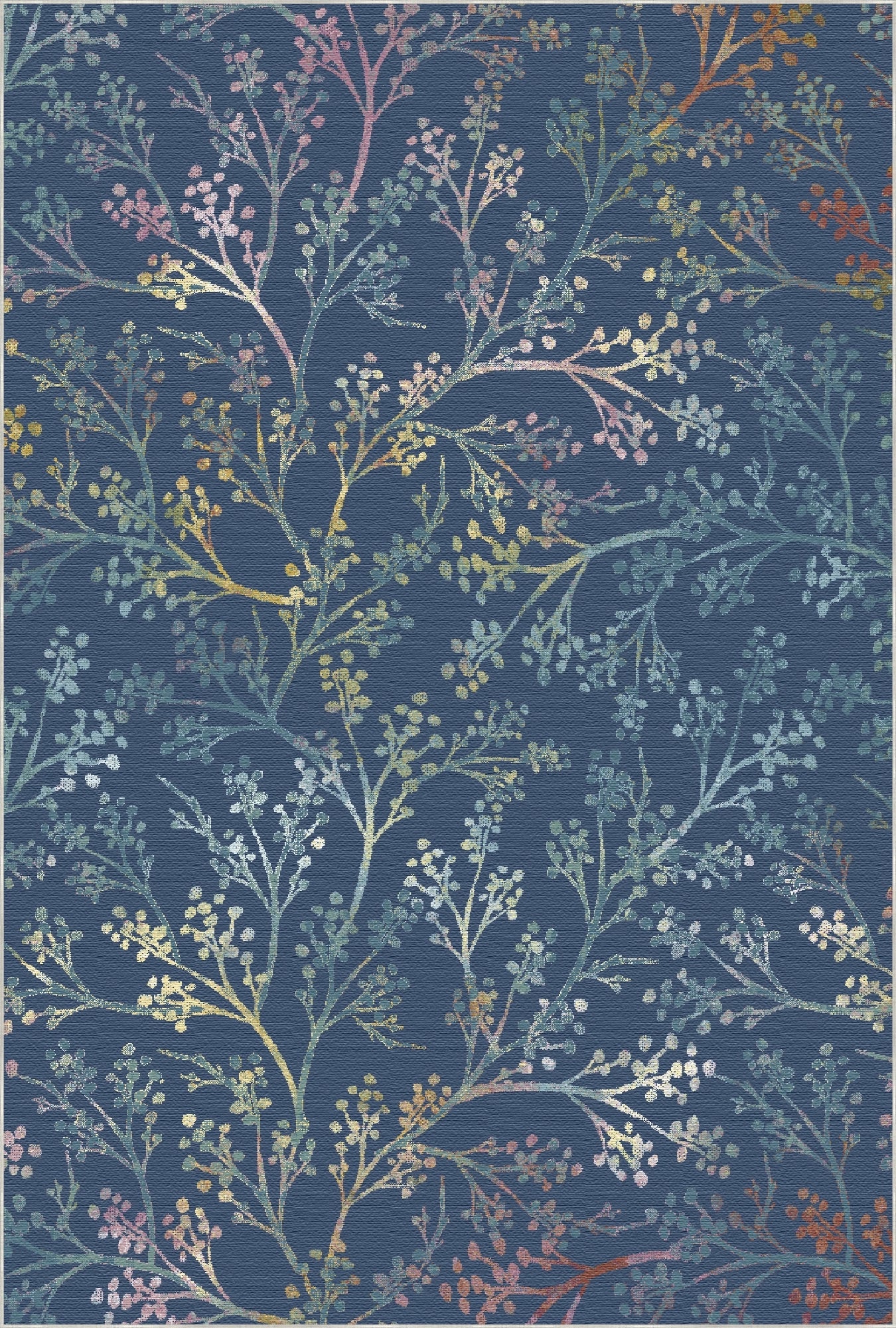 Deep Blue Botanical Sprig Rug