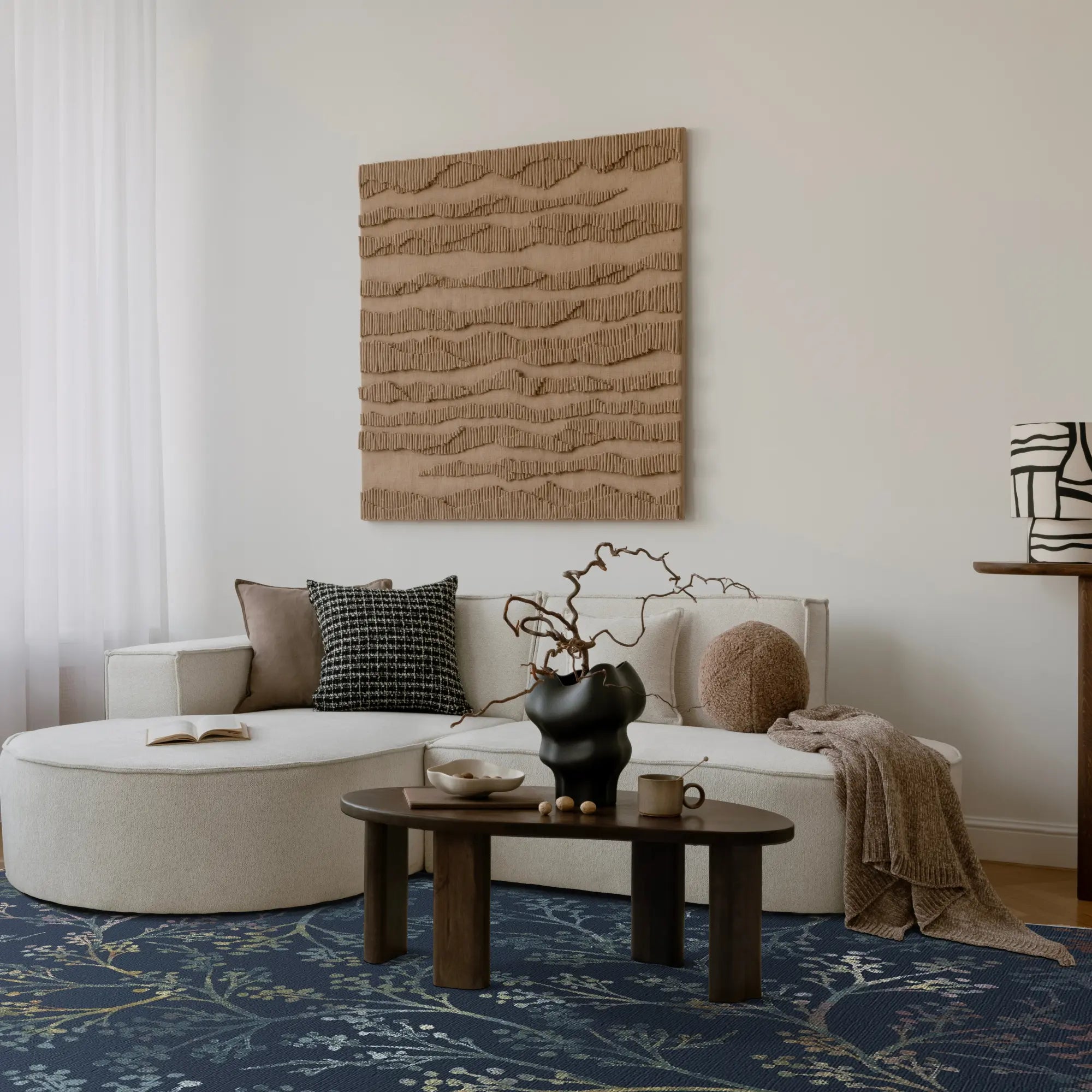 Deep Blue Botanical Sprig Rug