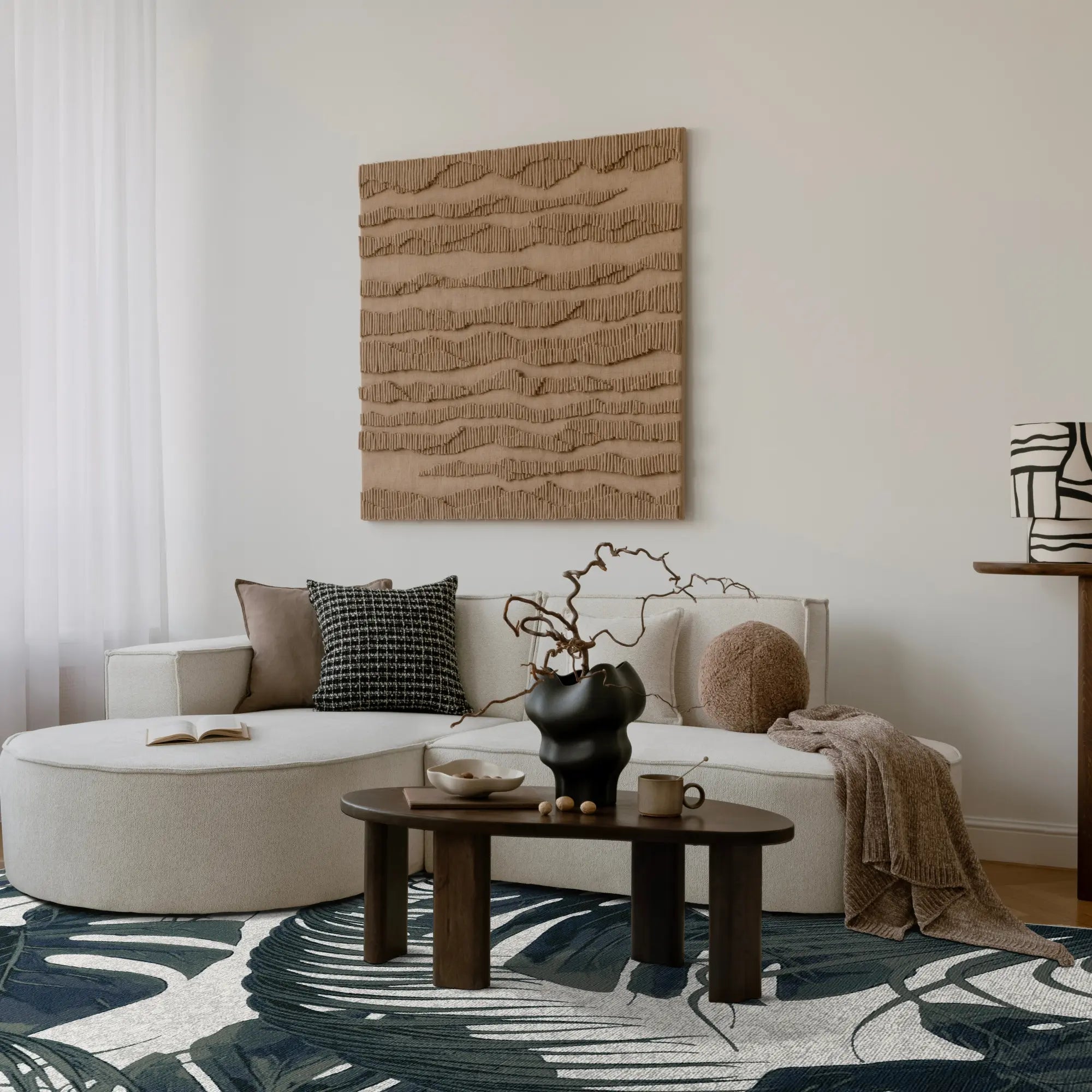 Green Exotic Tropical Leaf Rug