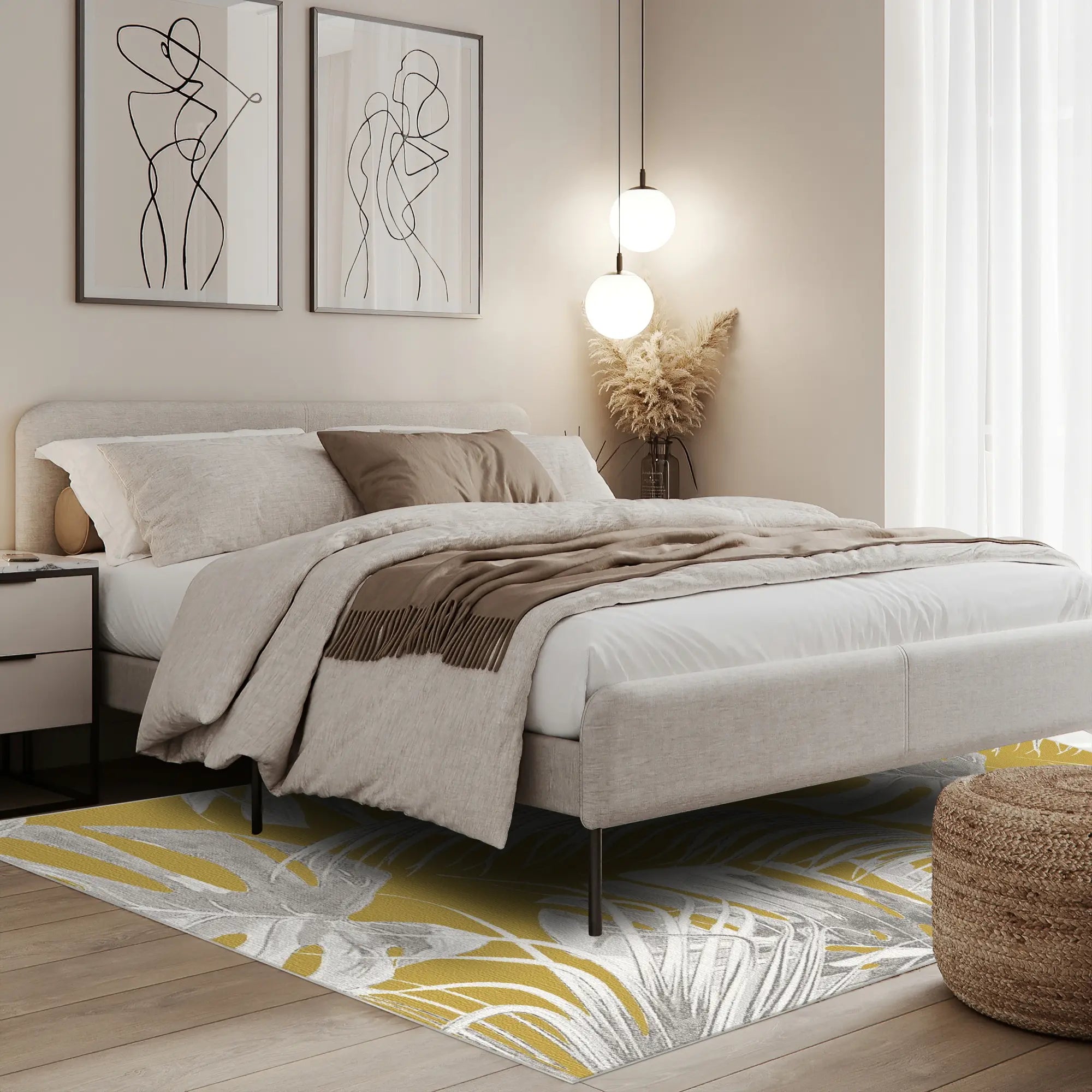 Mustard Yellow Exotic Tropical Rug