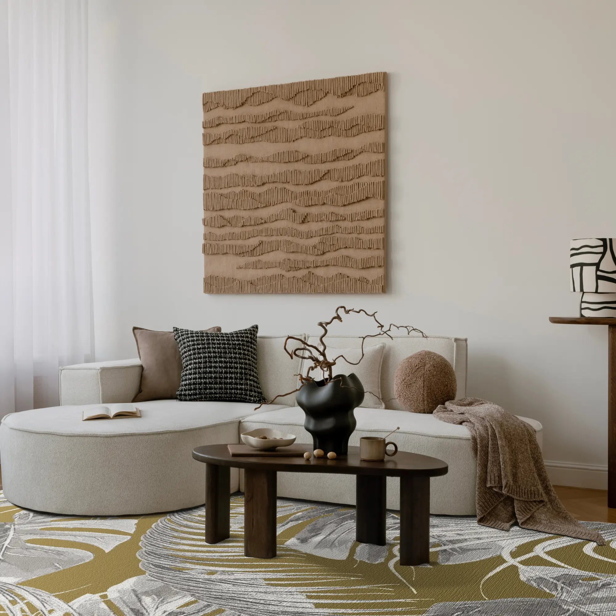 Mustard Yellow Exotic Tropical Rug