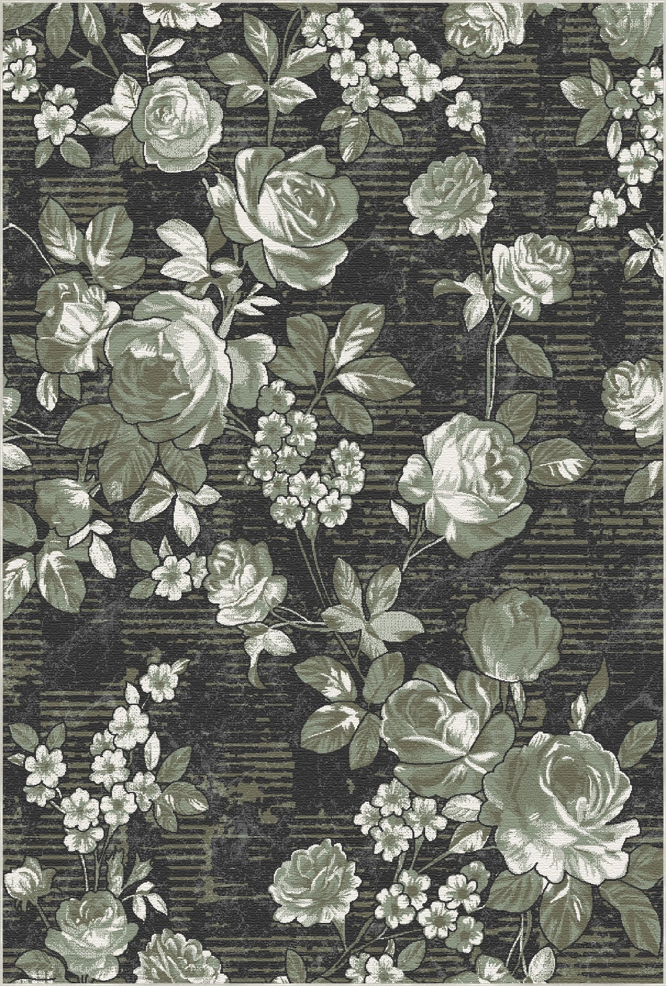 Vintage Sage Green Rose Rug