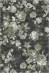 Vintage Sage Green Rose Rug Green