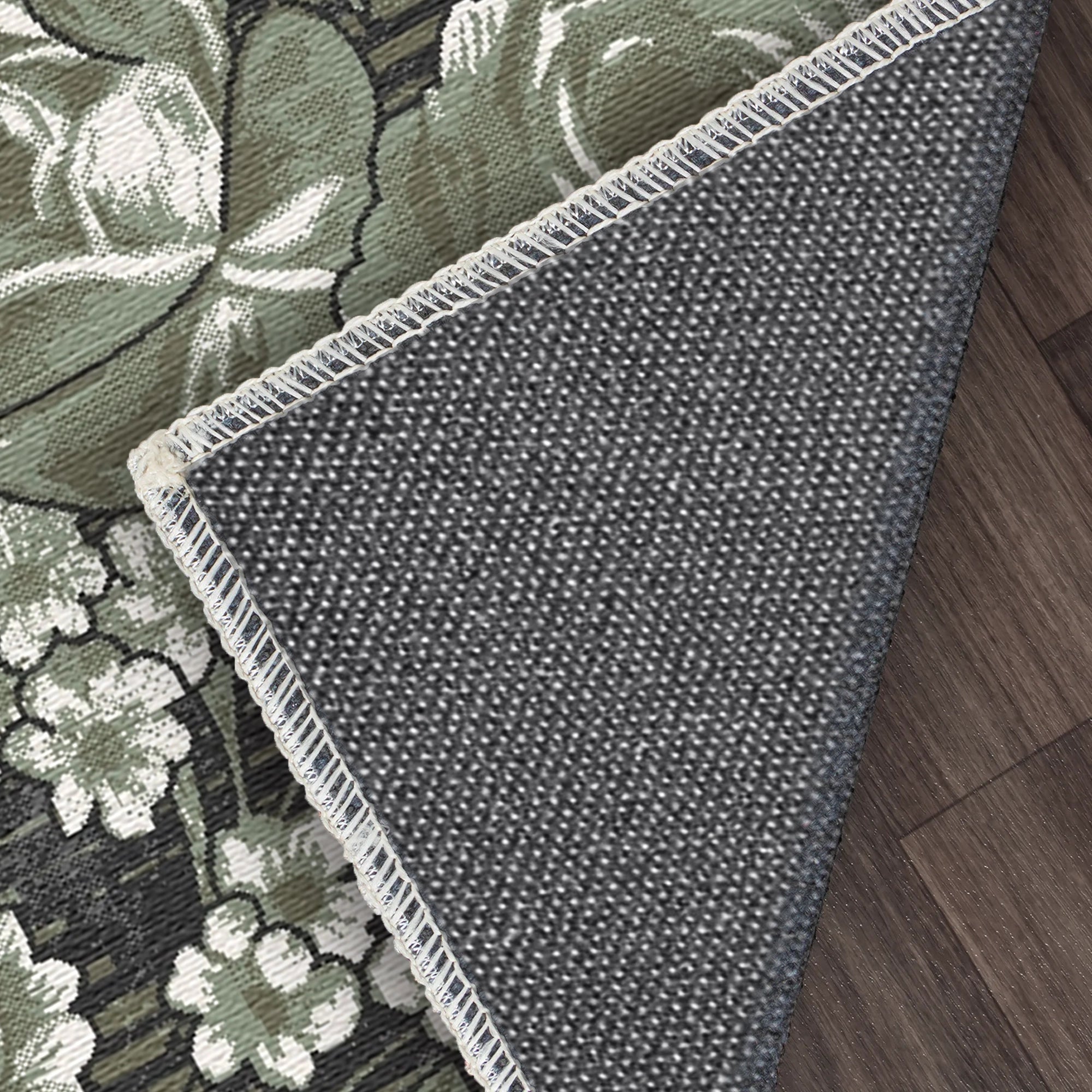 Vintage Sage Green Rose Rug