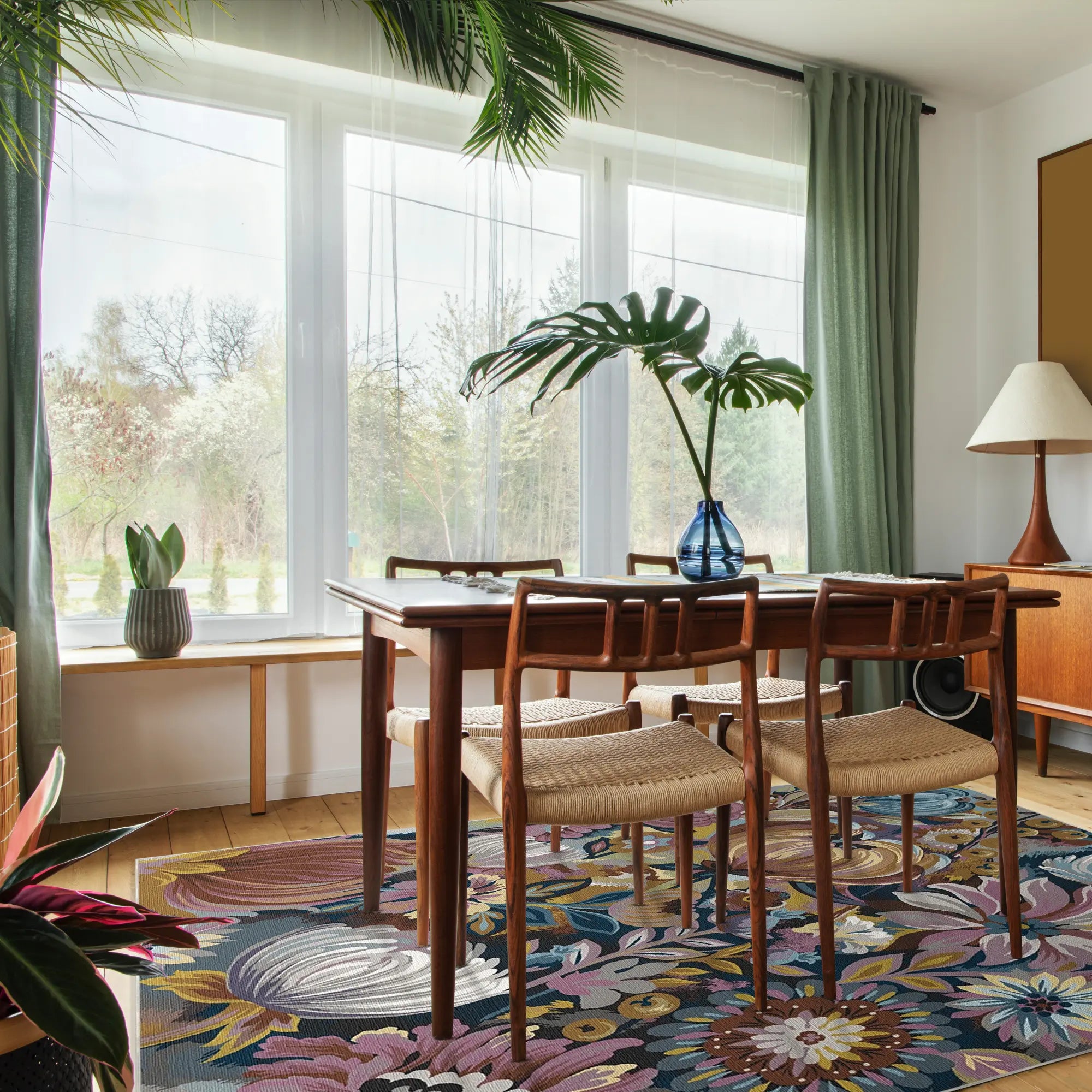 Vibrant Painterly Bloom Rug