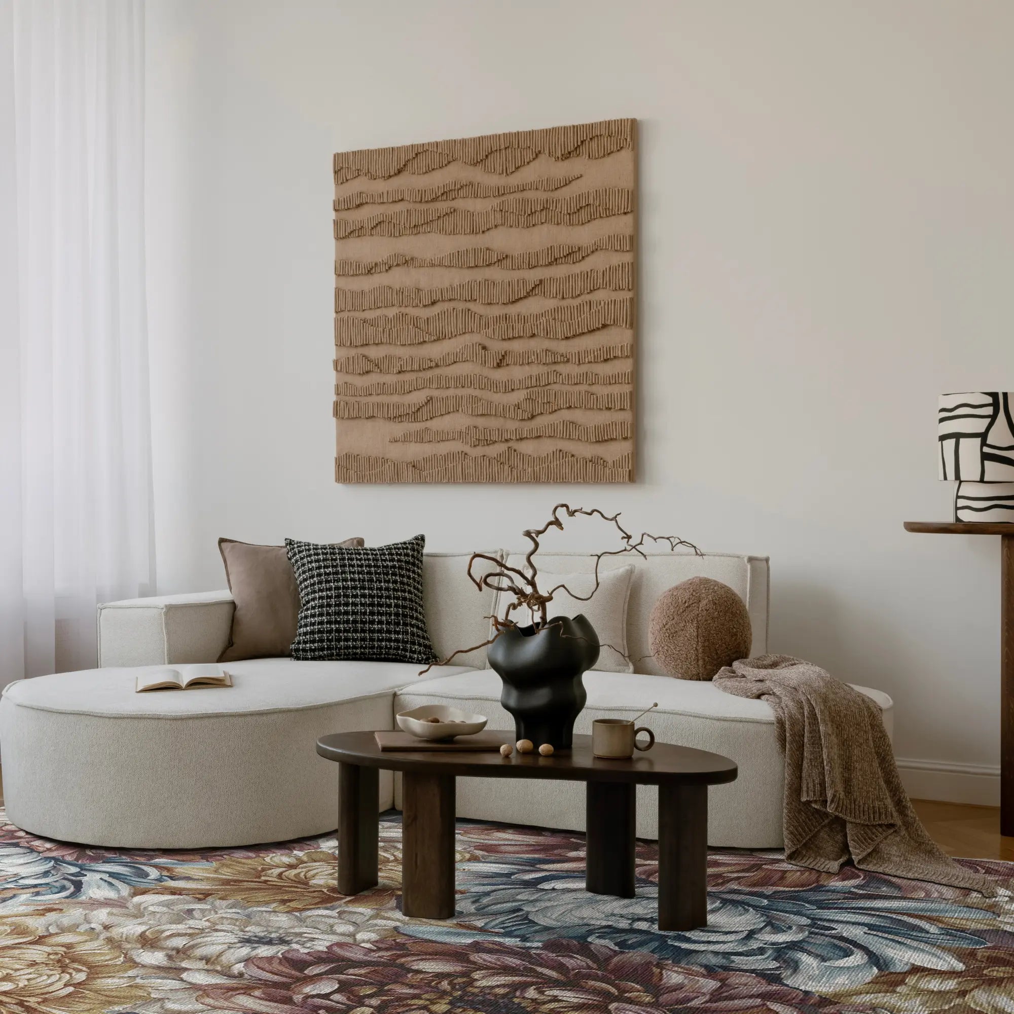 Multi-Color Painterly Chrysanthemum Rug
