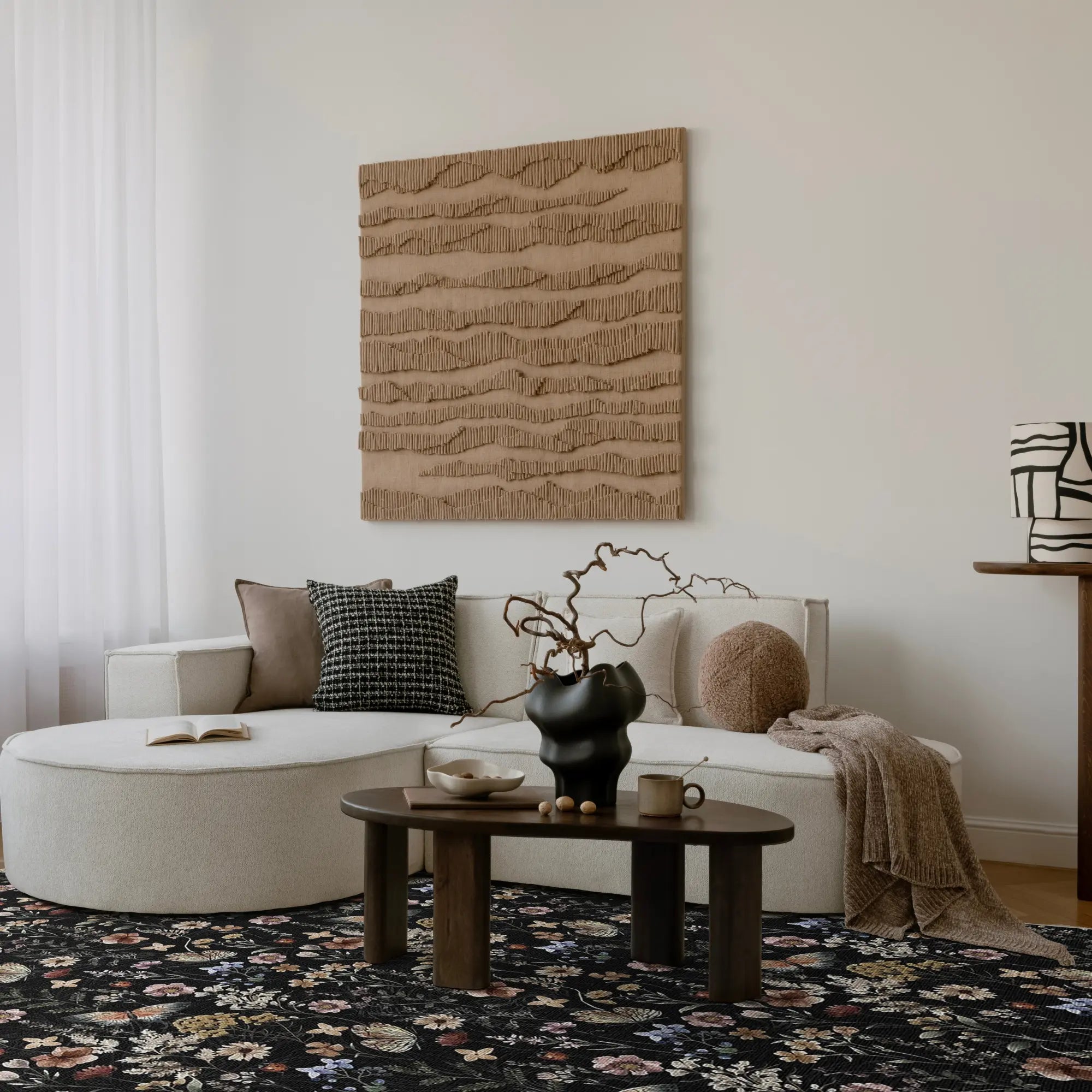 Dark Vintage Botanical Meadow Rug