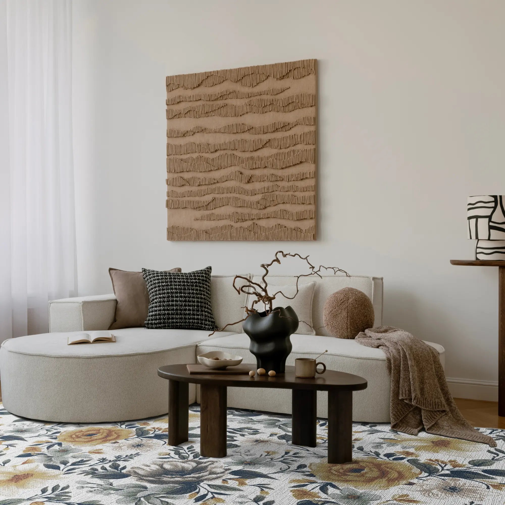 Distressed Pastel Garden White Rug