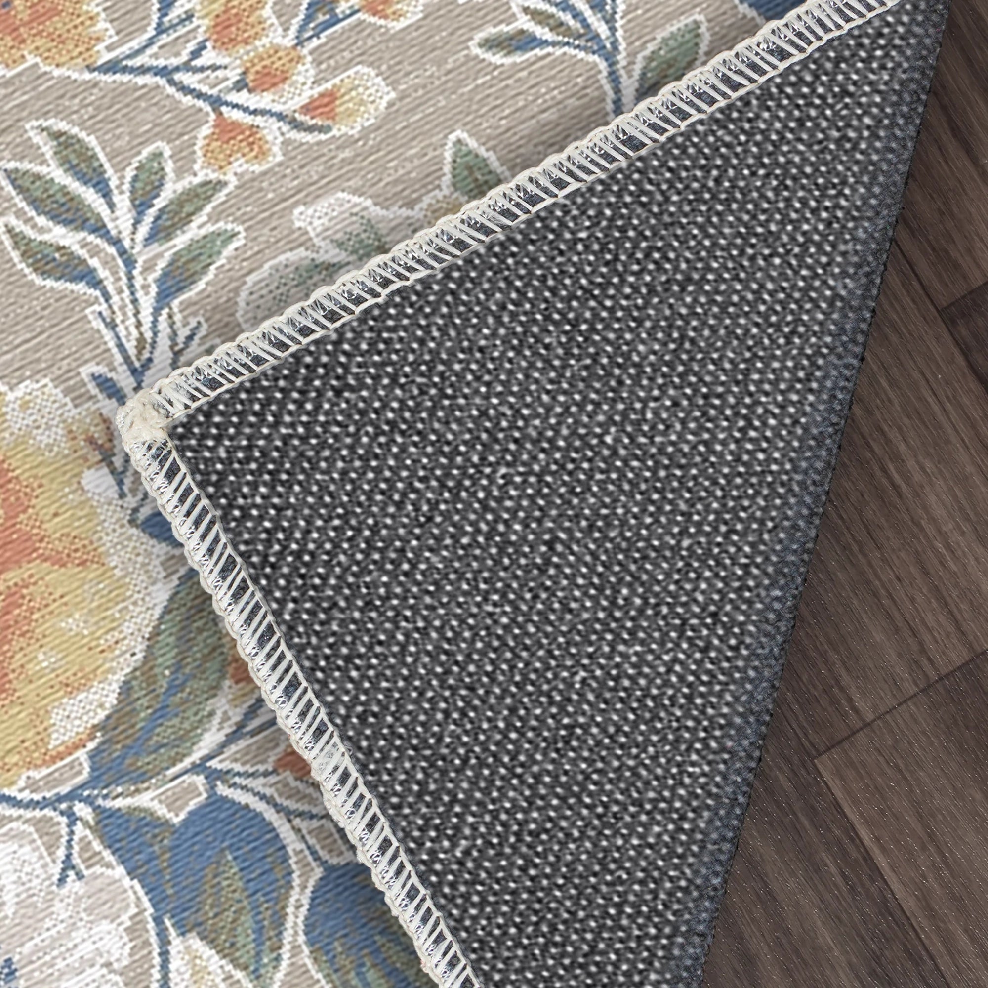 Beige Elegant Yellow Rose Rug