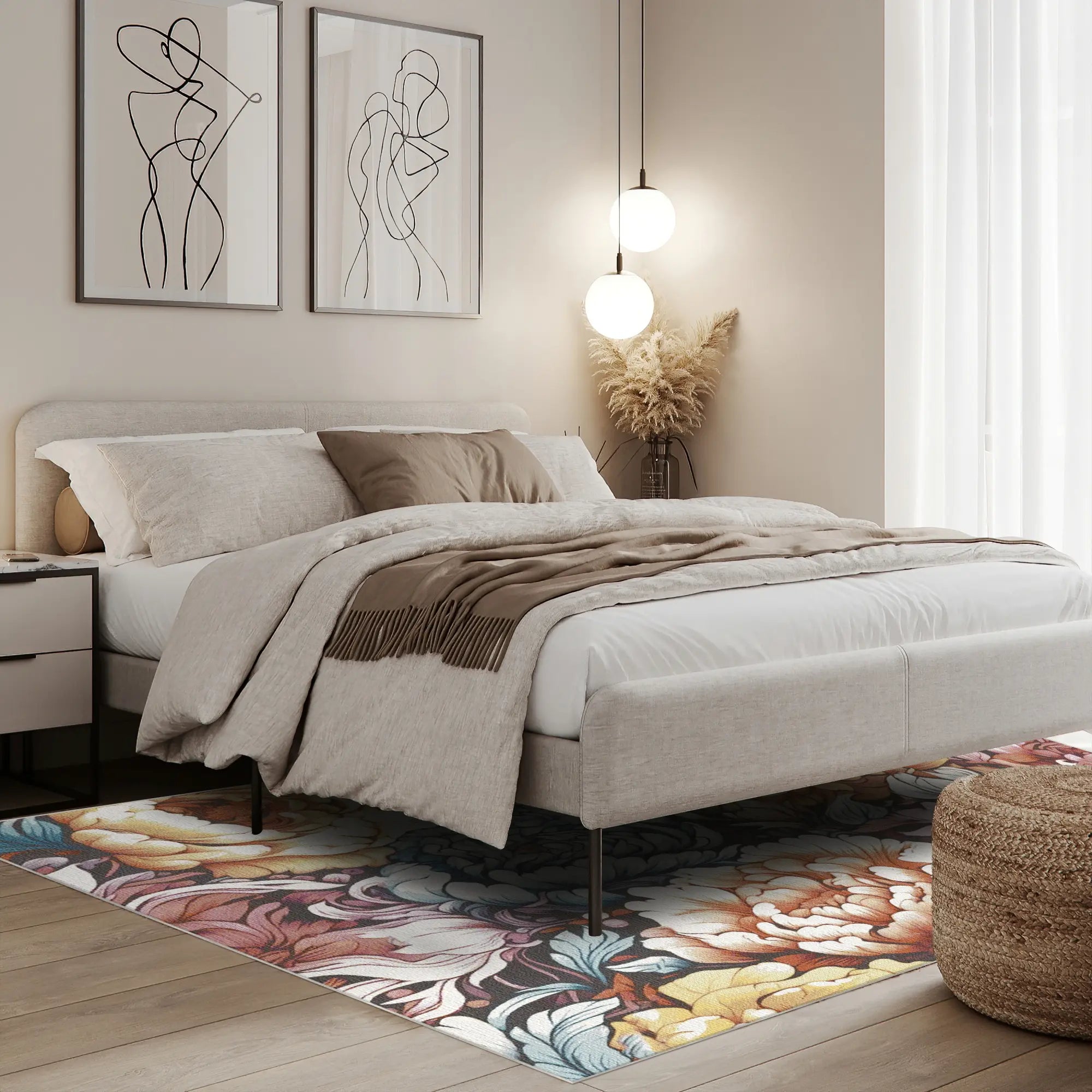 Midnight Bloom Botanical Rug