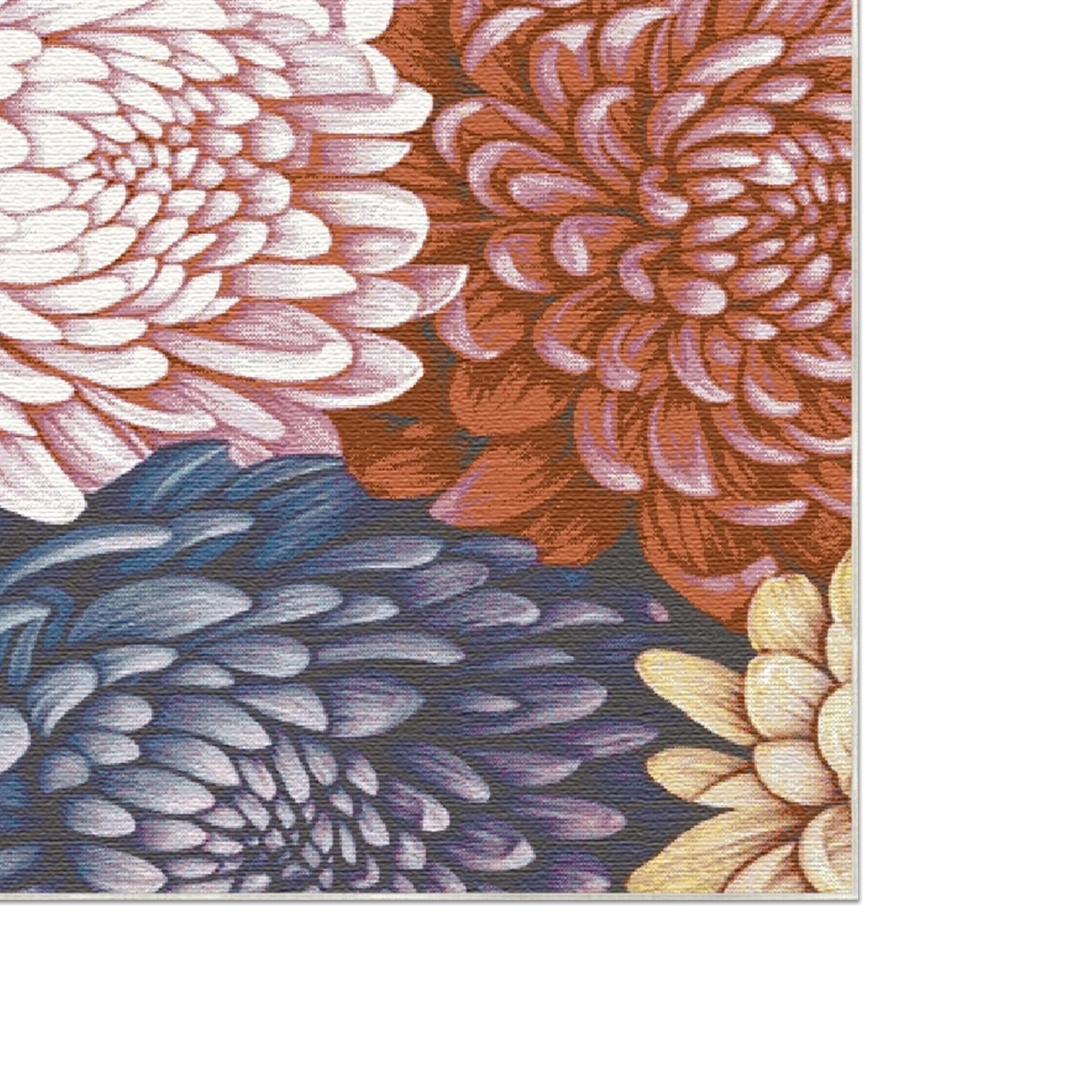 Obsidian Bloom Chrysanthemum Rug
